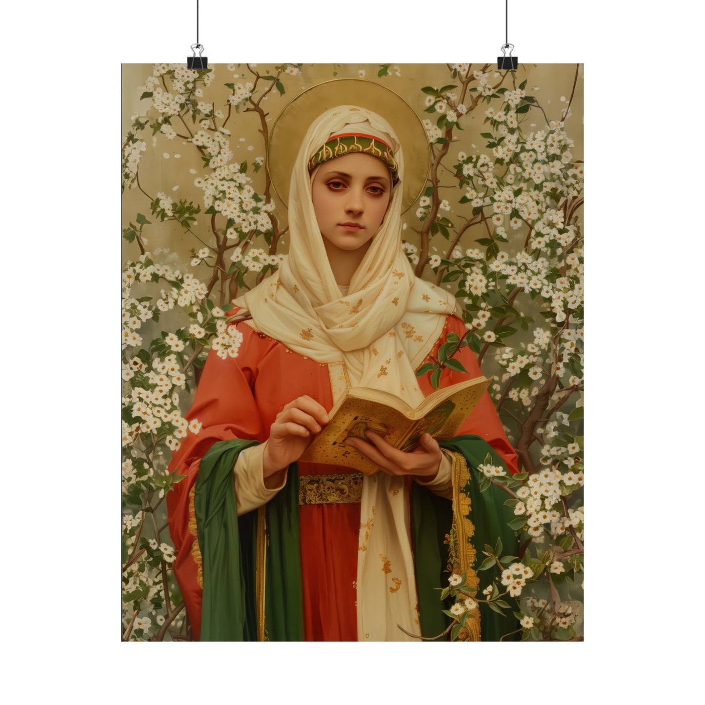 Saint Amelia / Saint Amalberga - Sanctified Souls Print - Multiple Sizes - Premium Posters - Catholic Art - Christian painting