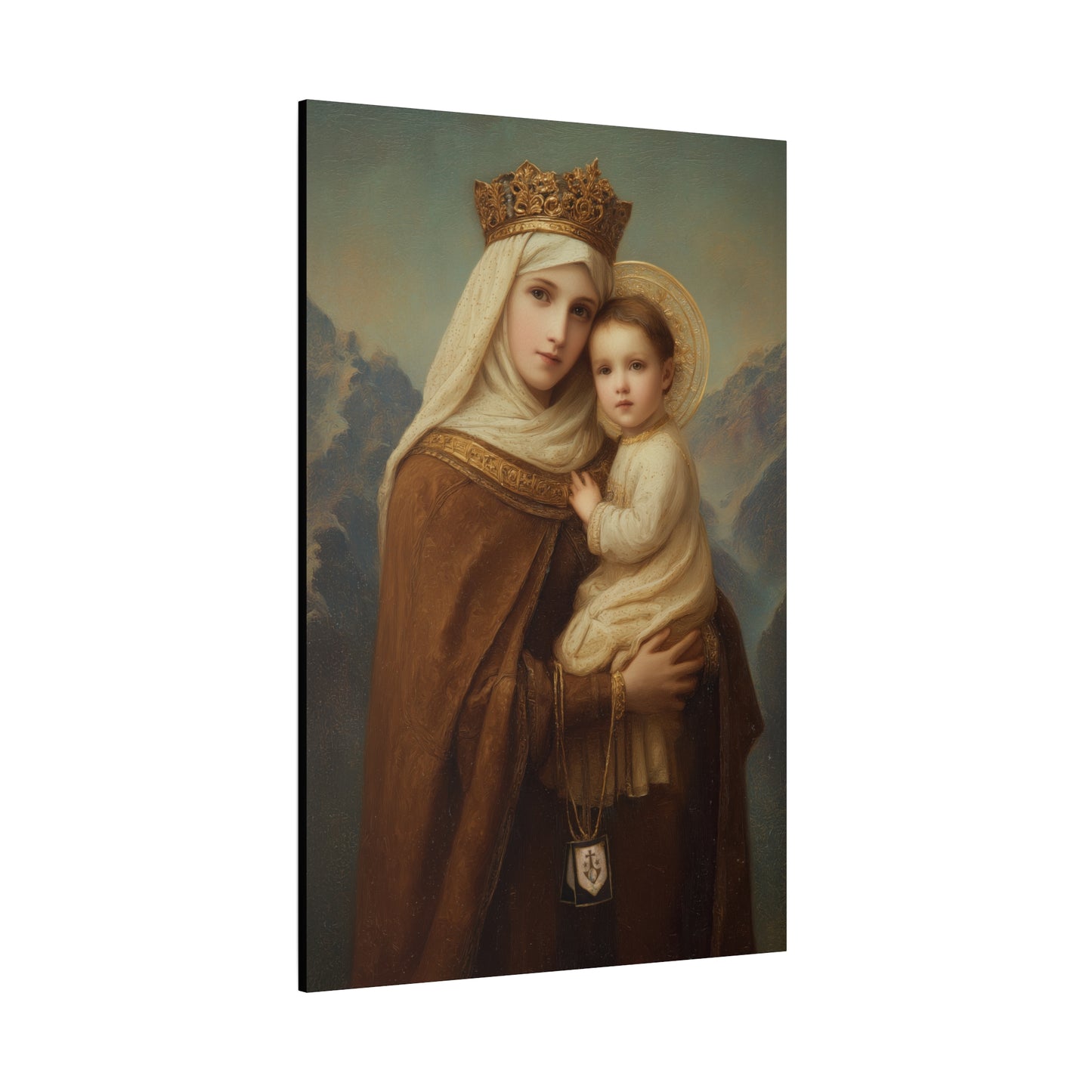 A Cord Between Heaven and Earth - Our Lady of Mount Carmel Wrapped Canvas Print - Multiple Sizes - Catholic Home art Matte Canvas, Stretched