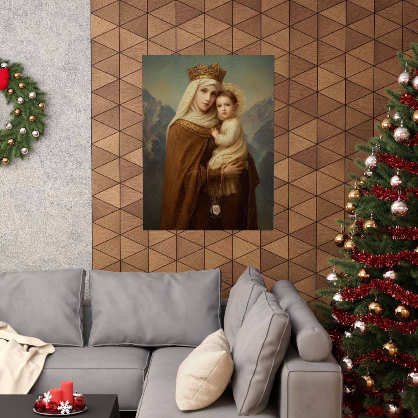 A Cord Between Heaven and Earth - Our Lady of Mount Carmel - Sanctified Souls Print - Multiple Sizes - Premium Matte Vertical Posters