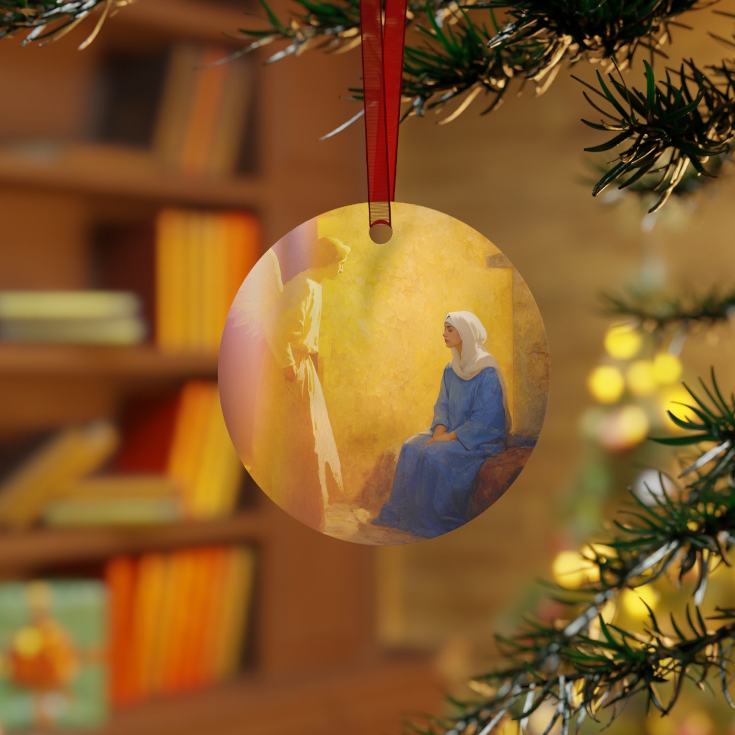 Mary's Yes - Quiet Fiat - Mother Mary - Marian Art - Metal Ornament - Religious Holiday Christmas Ornament