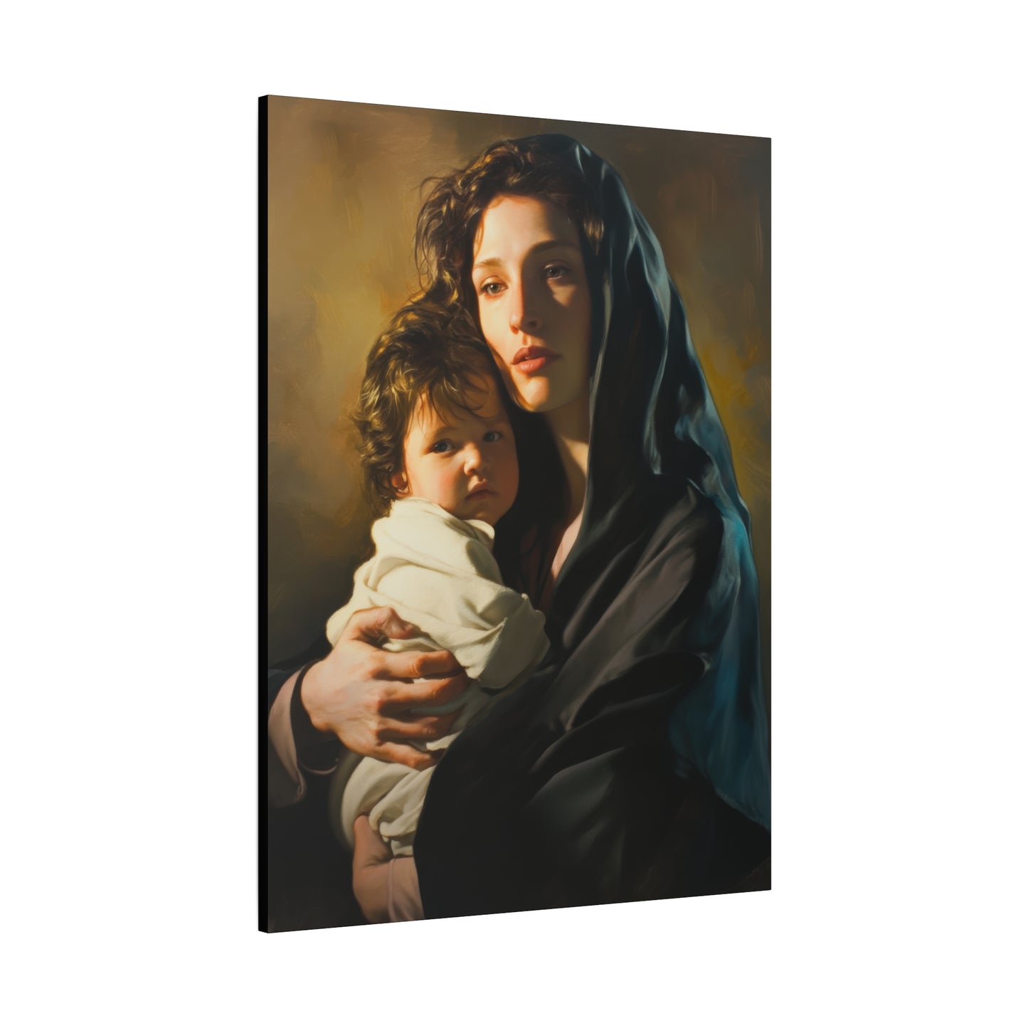 A mother's Gentle Embrace - Mary and The Christ Child - Museum Wrapped Canvas - Print - Religious Art for your Home - Catholic Saint Art