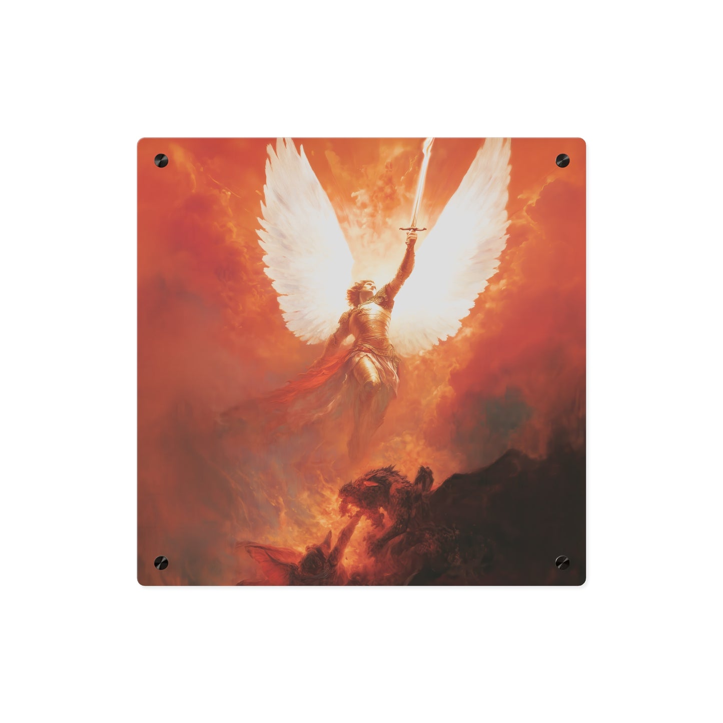 Saint Michael the Archangel Wall Art Panel - Ready to Hang Acrylic Print - Catholic Saint Art - Patron Saint Print - No Frame needed