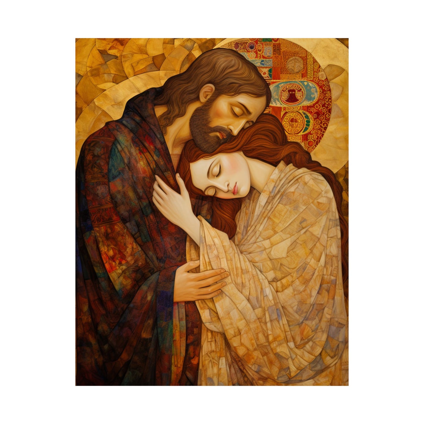 Healing Love- The Embrace of Christ and Mary Magdalene Print - Poster - Catholic Fine Art print - Sanctified Souls Print - Premium Matte