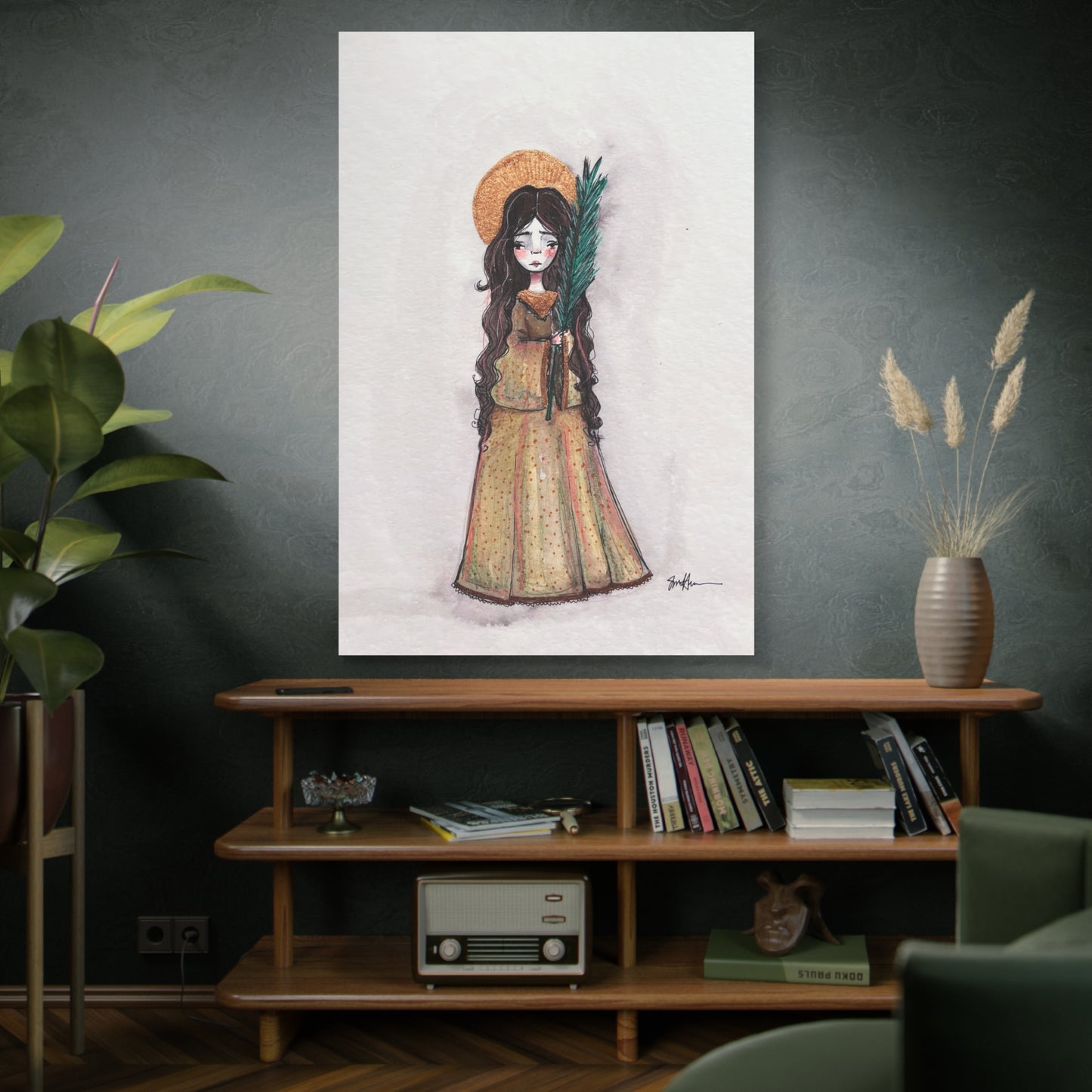 Saint Hope Canvas - Hand-Drawn Art | Catholic Canvas Print | Faith Hope and Charity Middle Sister | Sacred Art | Devotional Artwork