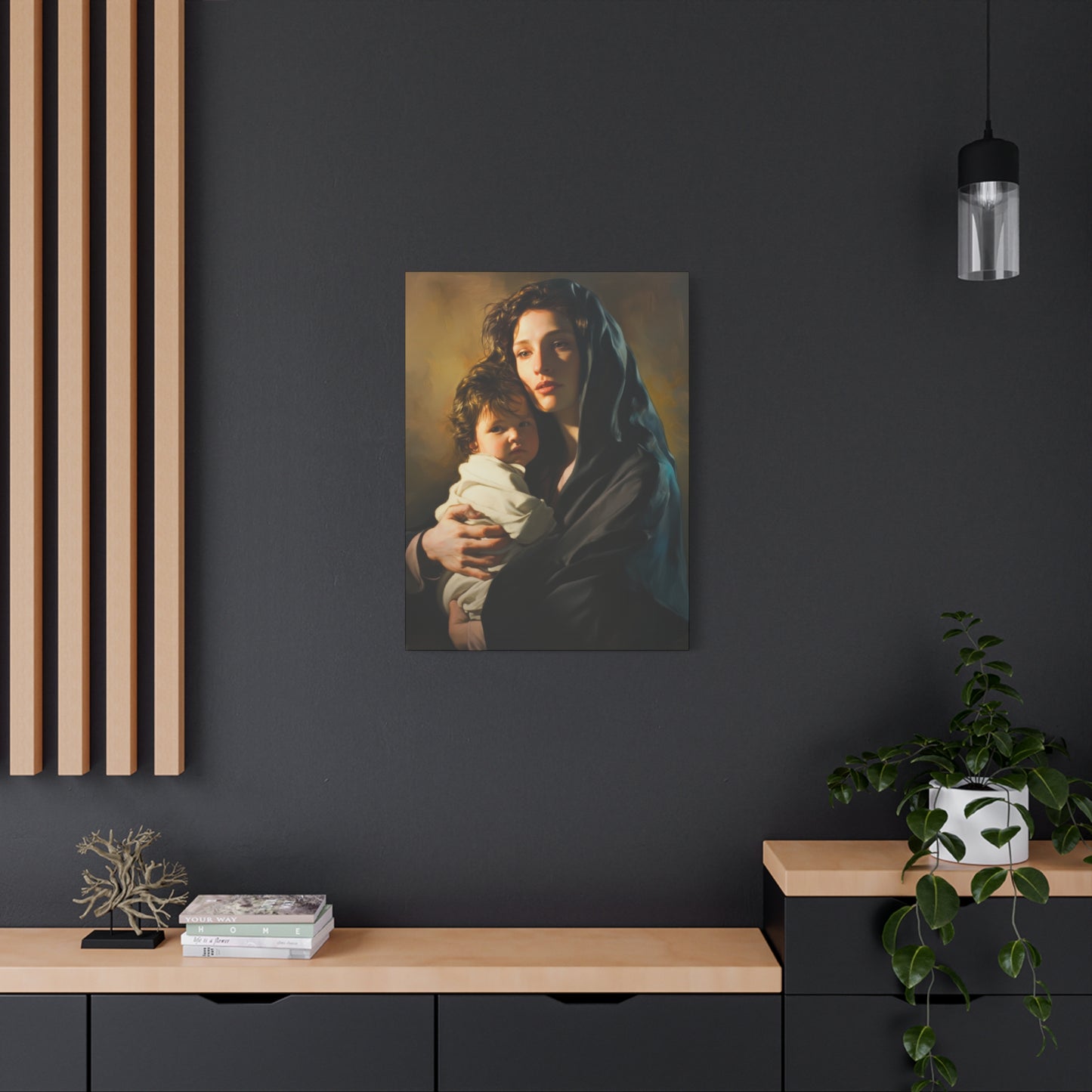 A mother's Gentle Embrace - Mary and The Christ Child - Museum Wrapped Canvas - Print - Religious Art for your Home - Catholic Saint Art
