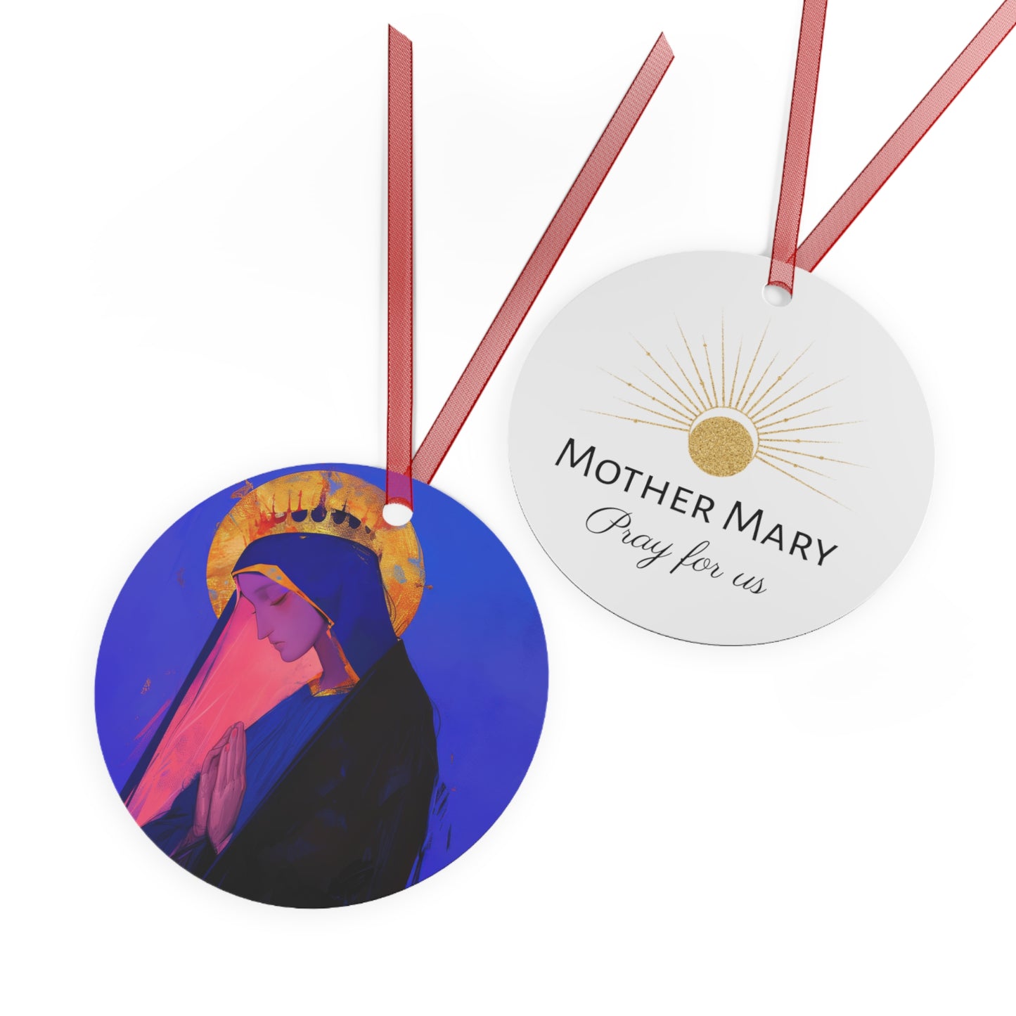 Mary, Mother of God - Blessed Among Women Metal Ornament - Religious Holiday Christmas Ornament and Keepsake - Catholic Religious Keepsake