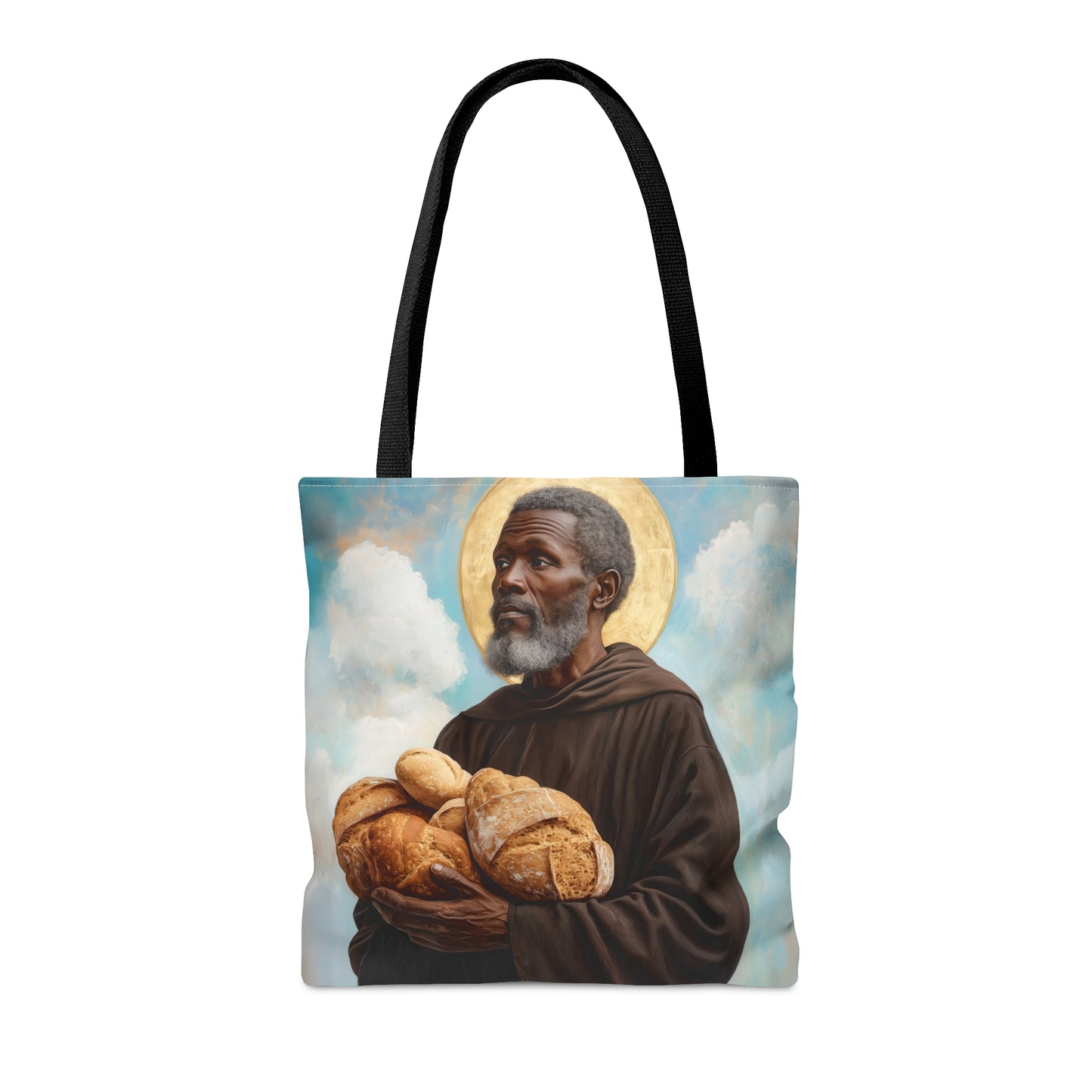 Saint Benedict the Moor Tote Bag - Large Medium Small Faith Art Bag - Catholic Faith Purse - Double Sided - Religious Art - Christ Child