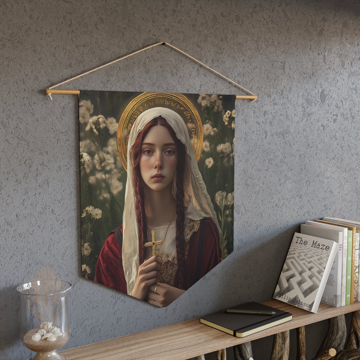 Saint Hilaria - Wall Banner / Wall Hanging - Christian Art - Prayer room - 18" x 21"