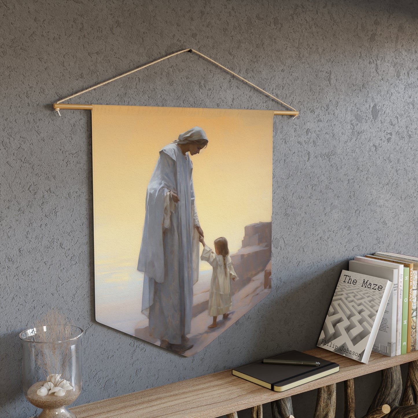 Saint Anne - Mother to Mary - Pennant / Banner / Wall Hanging - Prayer room art - 18" x 21" - Catholic - Large Banner