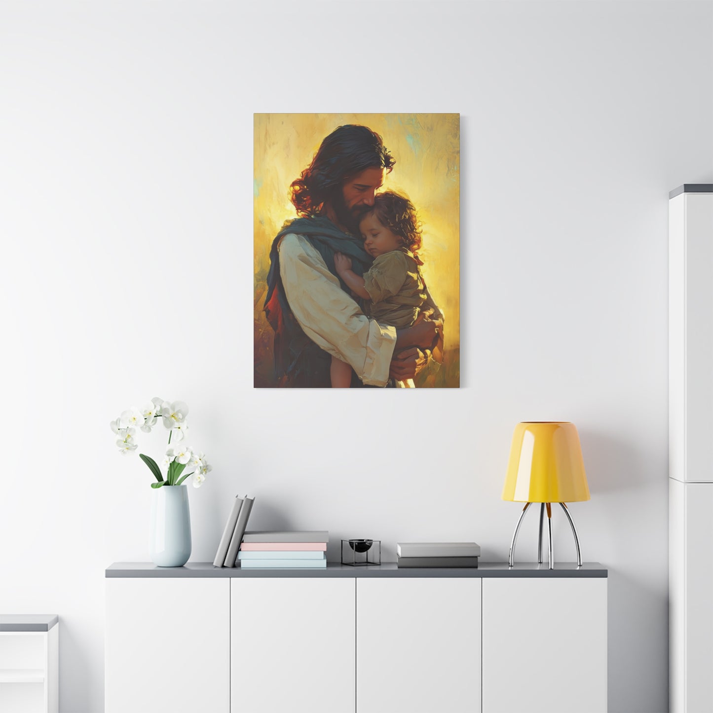 Divine Protector of the Innocent - Christ and Child - Museum Wrapped Canvas - Print - Religious Art for your Home - Christian art print
