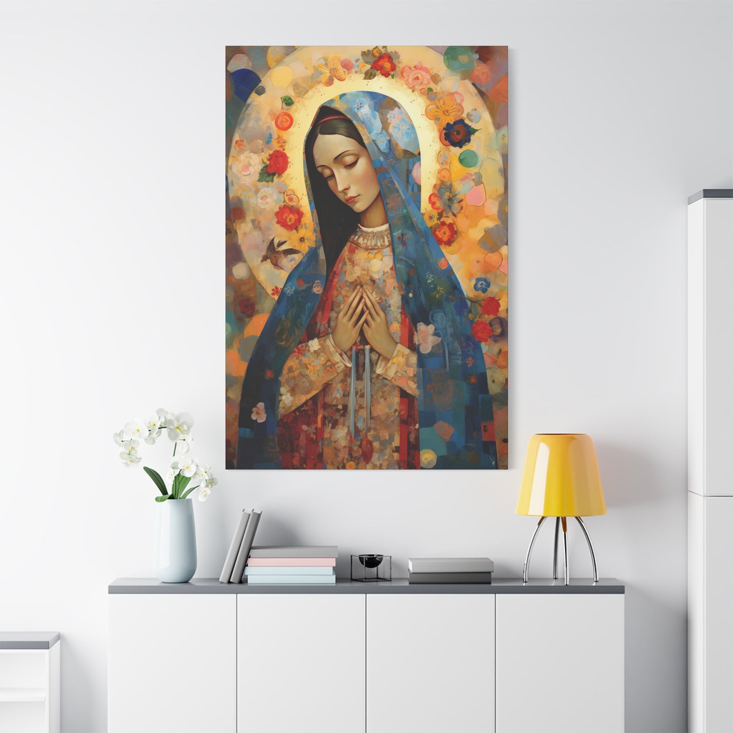 Mary's Silent Blessing - Museum Wrapped Canvas - Sanctified Souls Print - Religious Art for your Home - The Virgin Mary