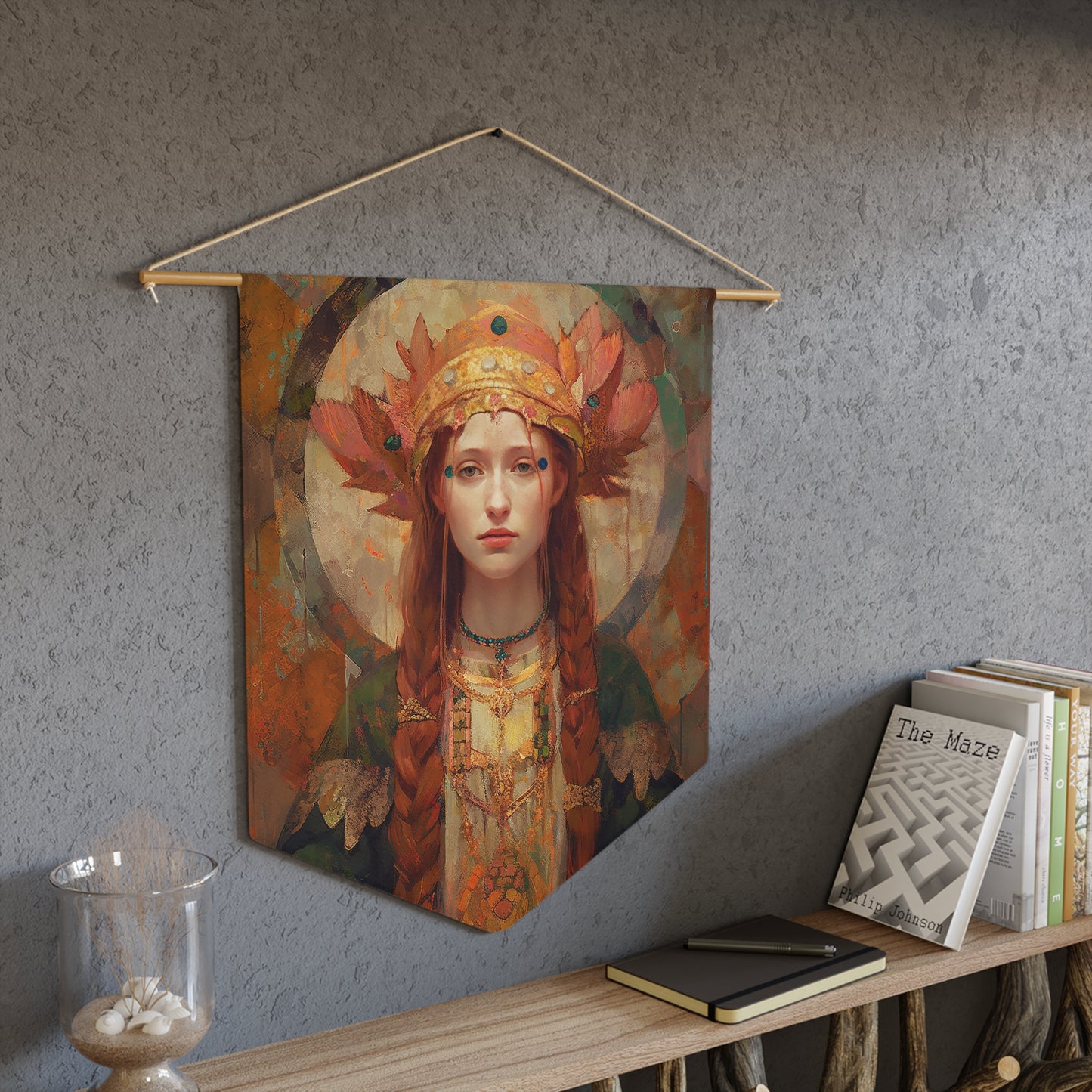 Saint Margaret of Scotland Wall Banner / Wall Hanging - Prayer room art - Catholic Home Art - Large Saint Art - 18" x 21"