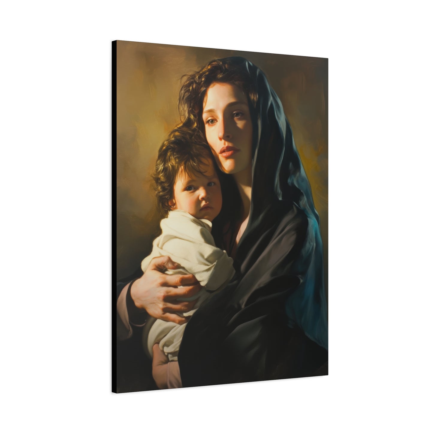 A mother's Gentle Embrace - Mary and The Christ Child - Museum Wrapped Canvas - Print - Religious Art for your Home - Catholic Saint Art