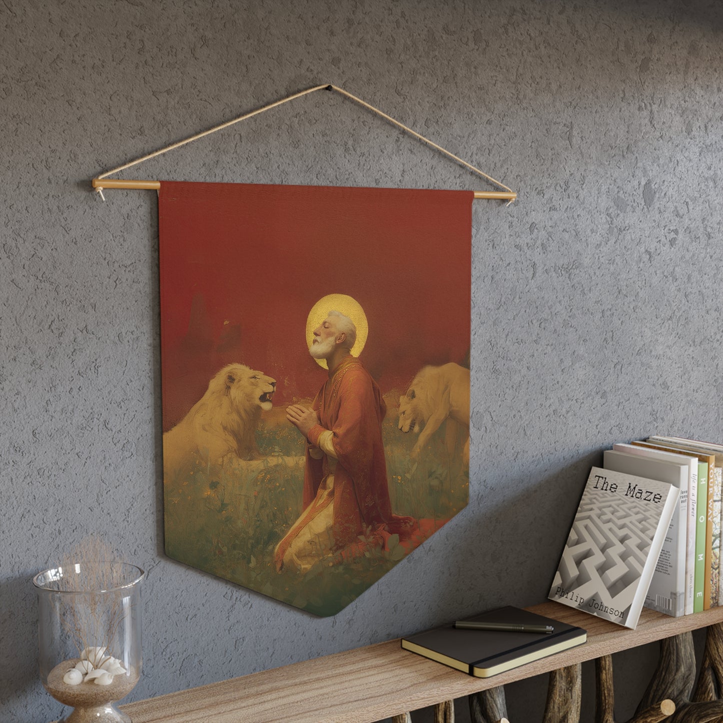 Saint Ignatius of Antioch Pennant / Banner / Wall Hanging - Prayer room art - 18" x 21" - Catholic - Large Banner