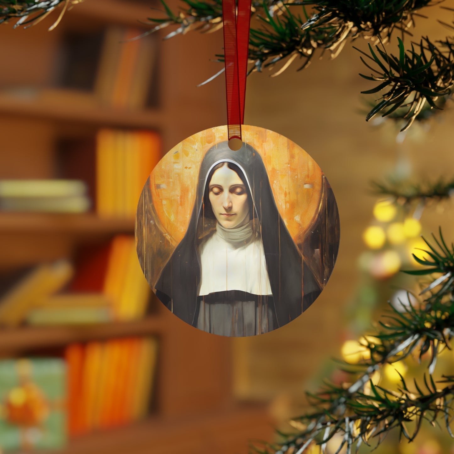 Saint Alice Metal Ornament - Religious Holiday Christmas Ornament and Keepsake - Double sided Keepsake Religious Ornament