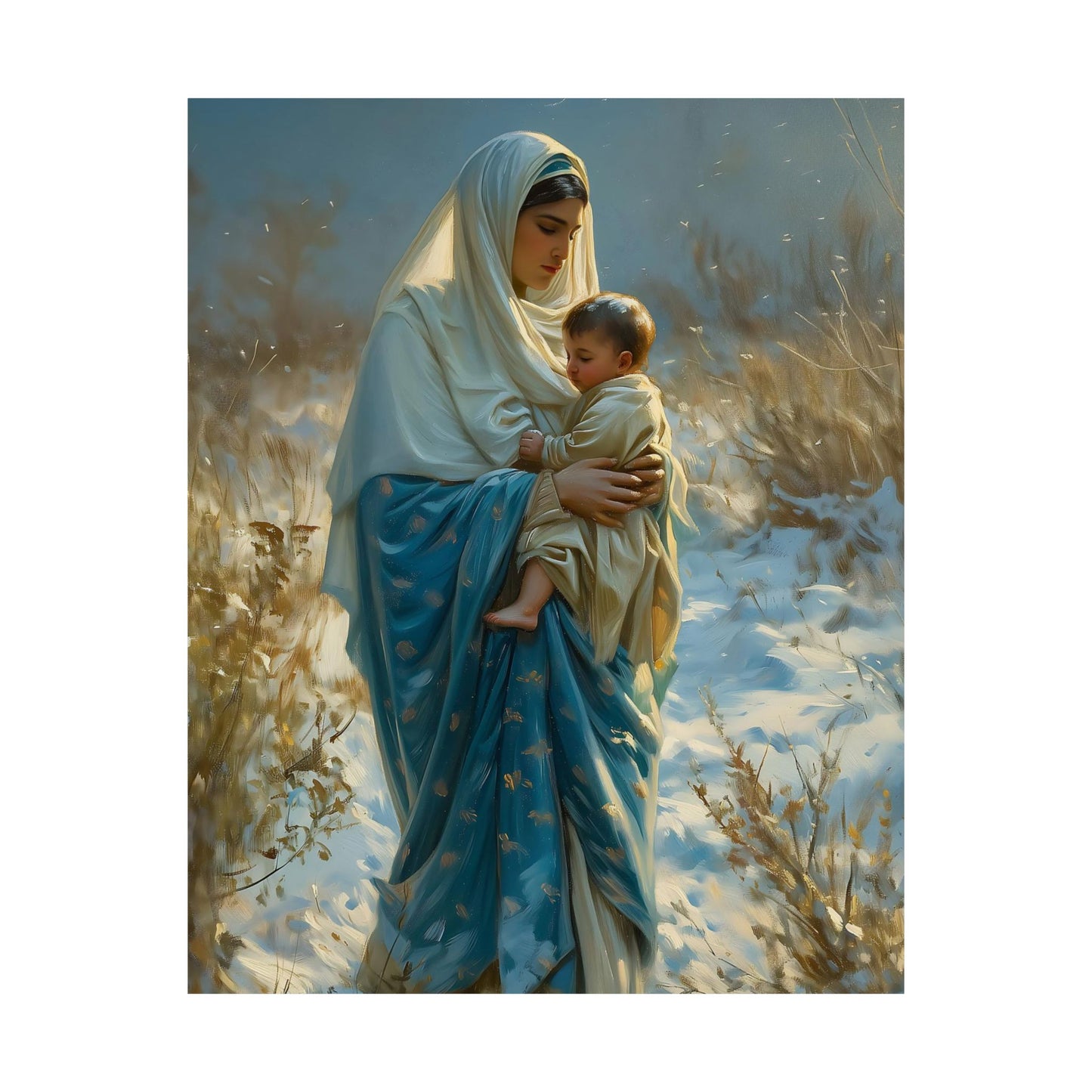 Snowfall of Grace - Our Lady's Winter Radiance - Our Lady of the Snows Print - Sanctified Souls Print - Multiple Sizes - Premium Posters