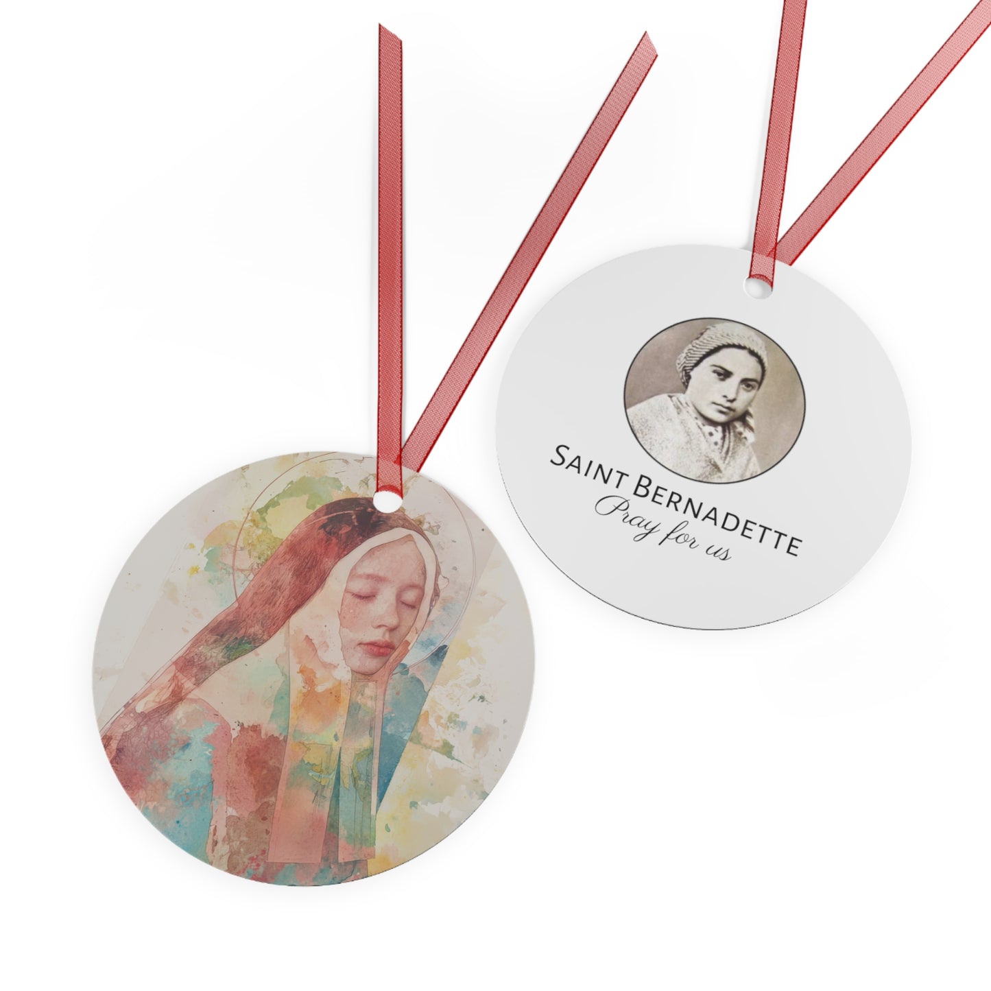 Saint Bernadette Ornament - Religious Holiday Christmas Ornament and Keepsake - Double sided Keepsake