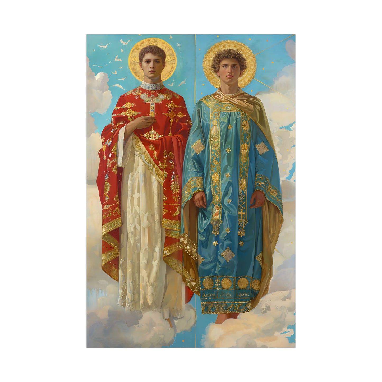 Saints Faustinus and Jovita - Sanctified Souls Print - Multiple Sizes - Premium Matte Vertical Posters - Catholic Art for the home