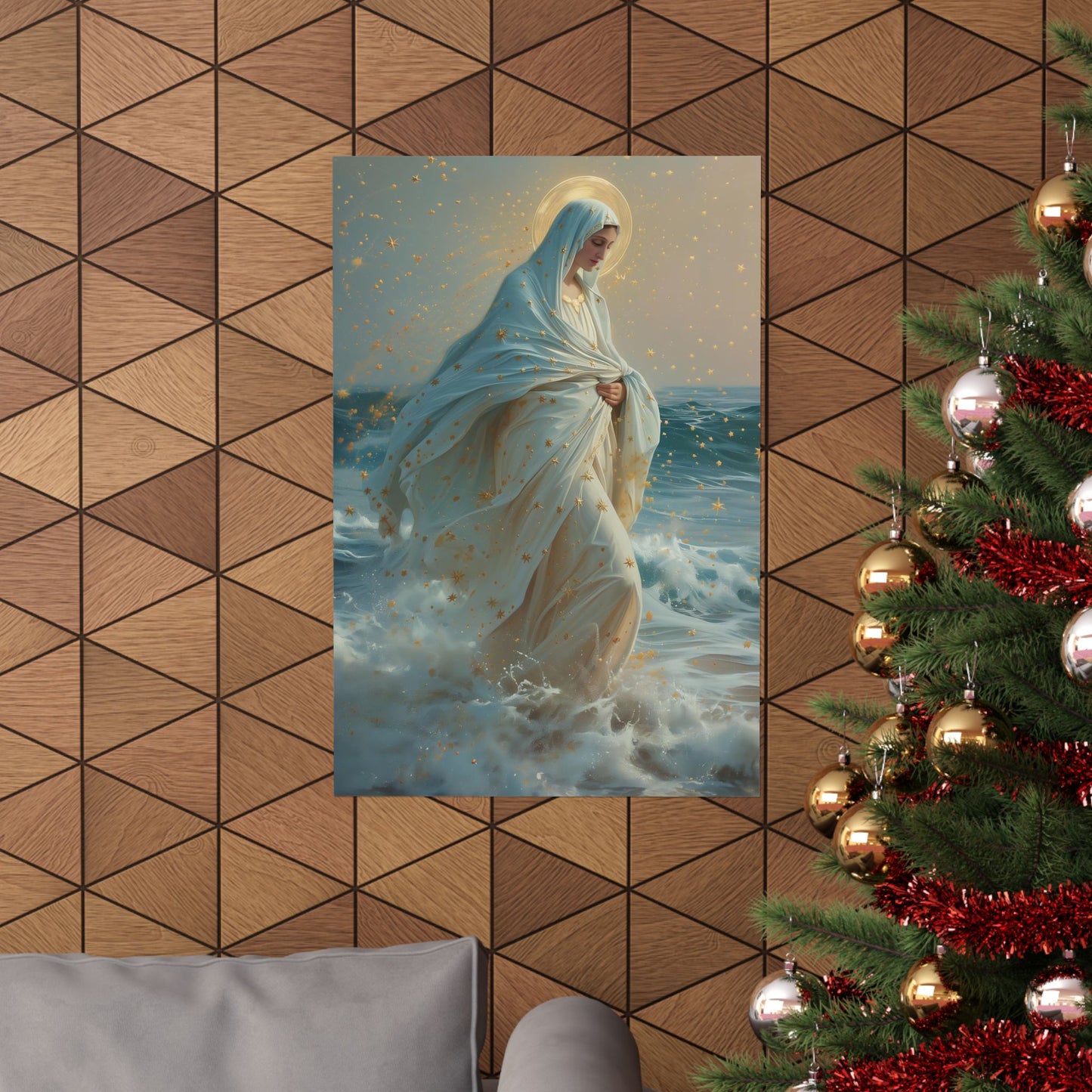 Guiding Light - Our Lady, Star of the Sea Oval Necklace - Sanctified Souls - Multiple Sizes - Premium Matte Posters - Religious Art Poster