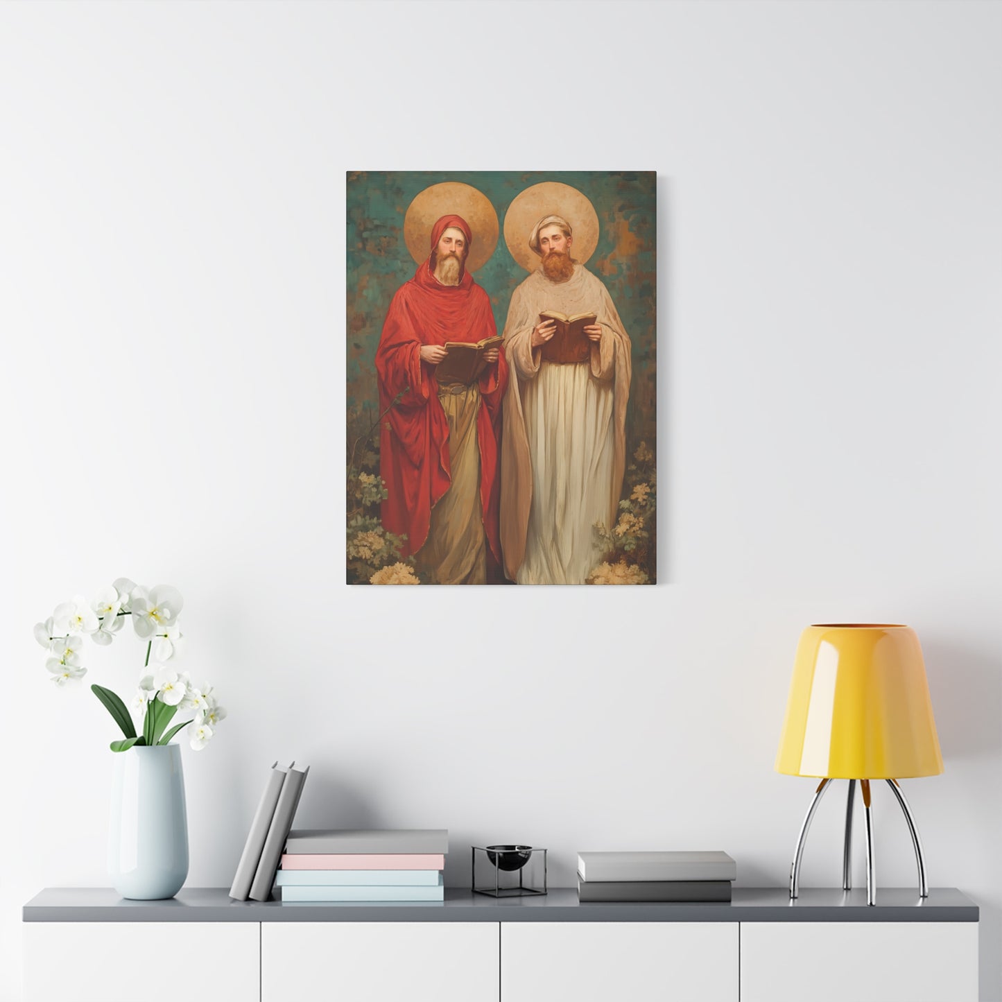 Saints Cosmas and Damian - Multiple Sizes - Catholic Home art - Museum Wrapped Canvas - Sanctified Souls Print - Catholic Martyr Art