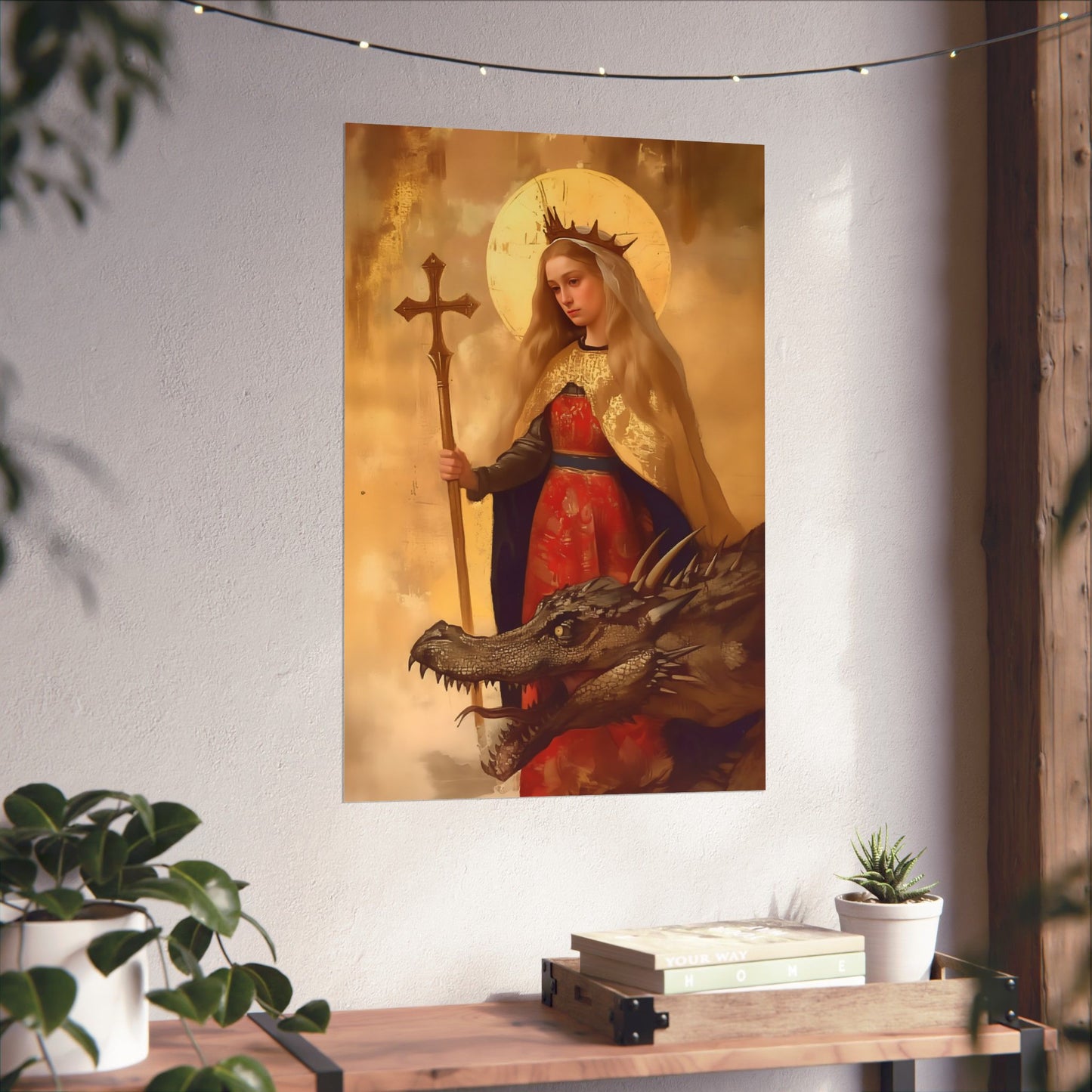 Saint Margaret of Antioch - Sanctified Souls Print - Multiple Sizes - Premium Posters - Catholic Art - Christian painting