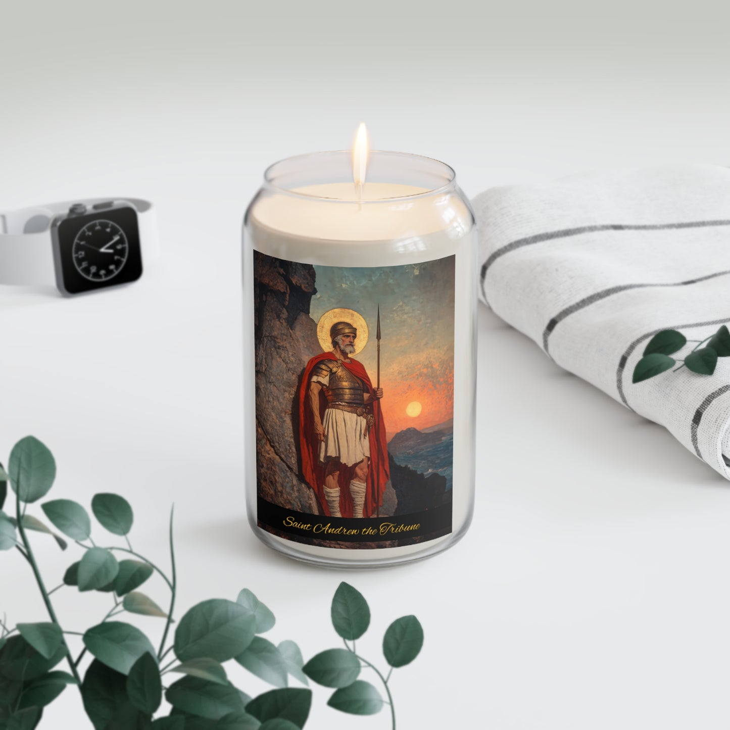 Saint Andrew the Tribune - Scented Prayer Candle, 13.75oz - Candle - Catholic Art - prayer room Scented Candle - Religious Saint Art