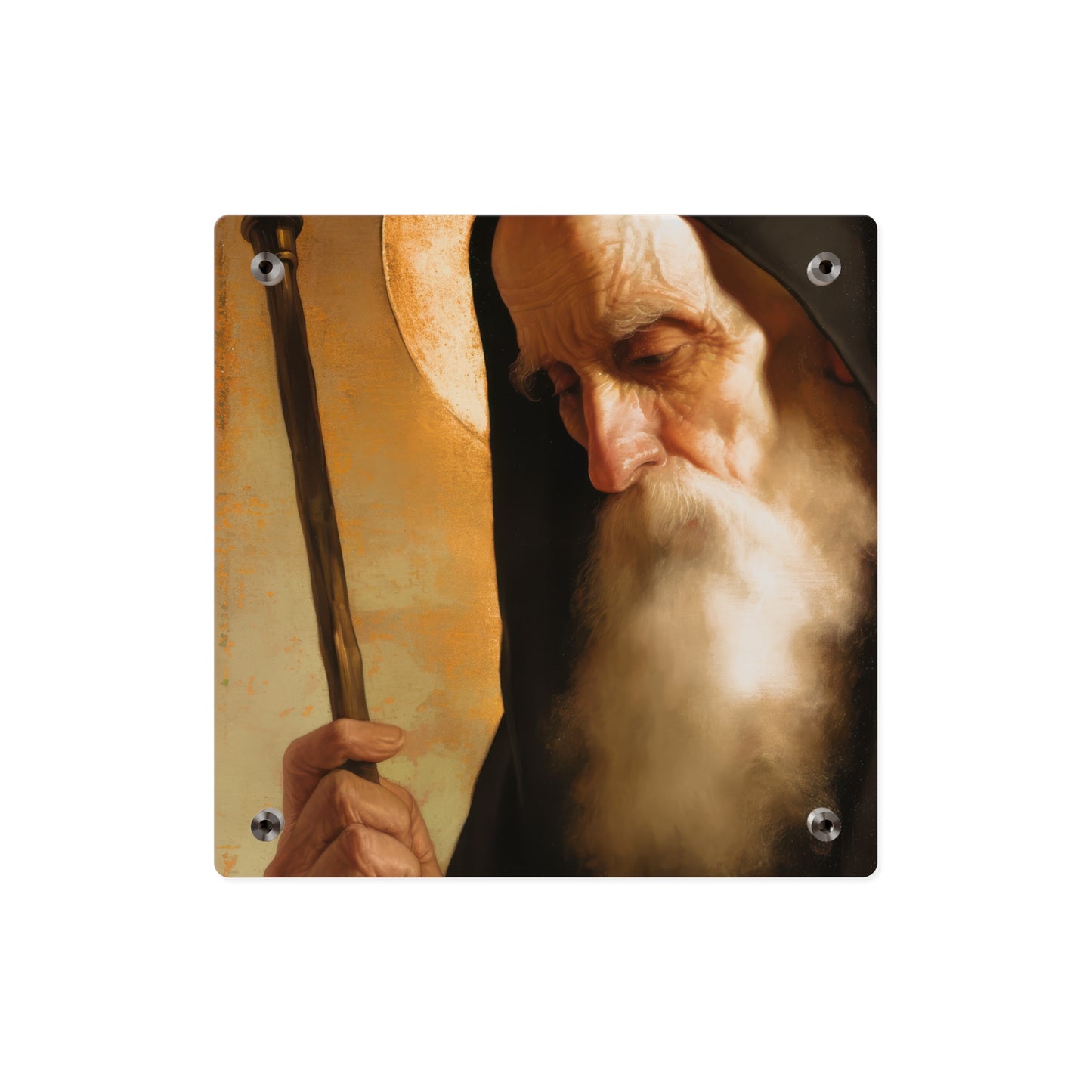 Saint Benedict Wall Art Panel - Ready to Hang Acrylic Print - Catholic Saint Art - Patron Saint Print - No Frame needed
