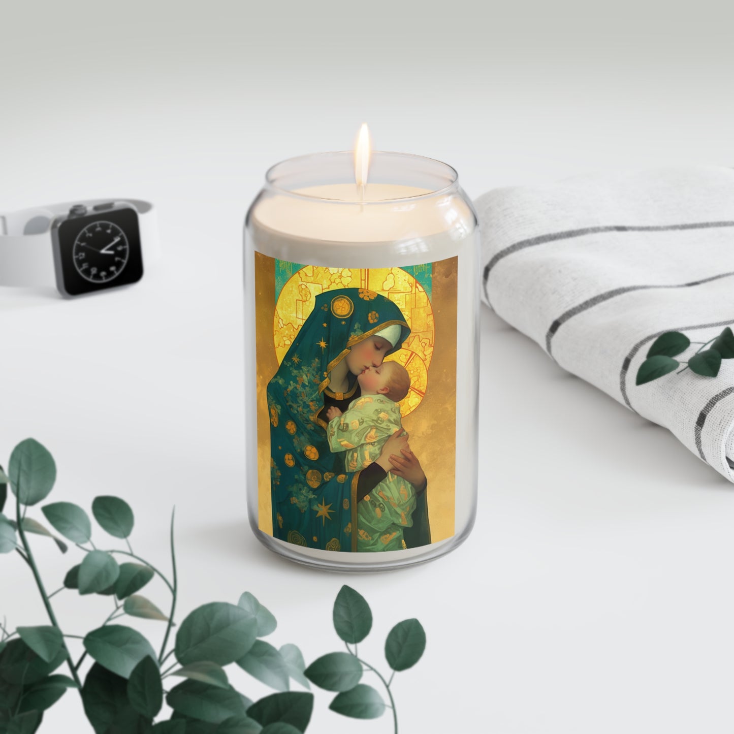 Peaceful Refuge - Mary and the Christ Child - Scented Prayer Candle, 13.75oz - Candle - Catholic Art - prayer room Scented Candle