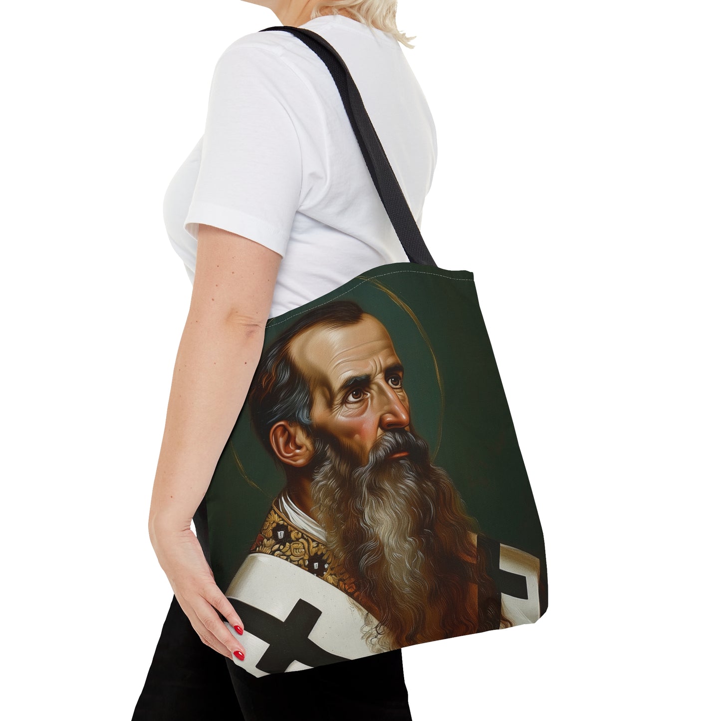 Saint Basil the Great Tote Bag - Purse - Three sizes - Large Medium Small Faith Art Bag - Catholic faith carry-all purse - Double Sided