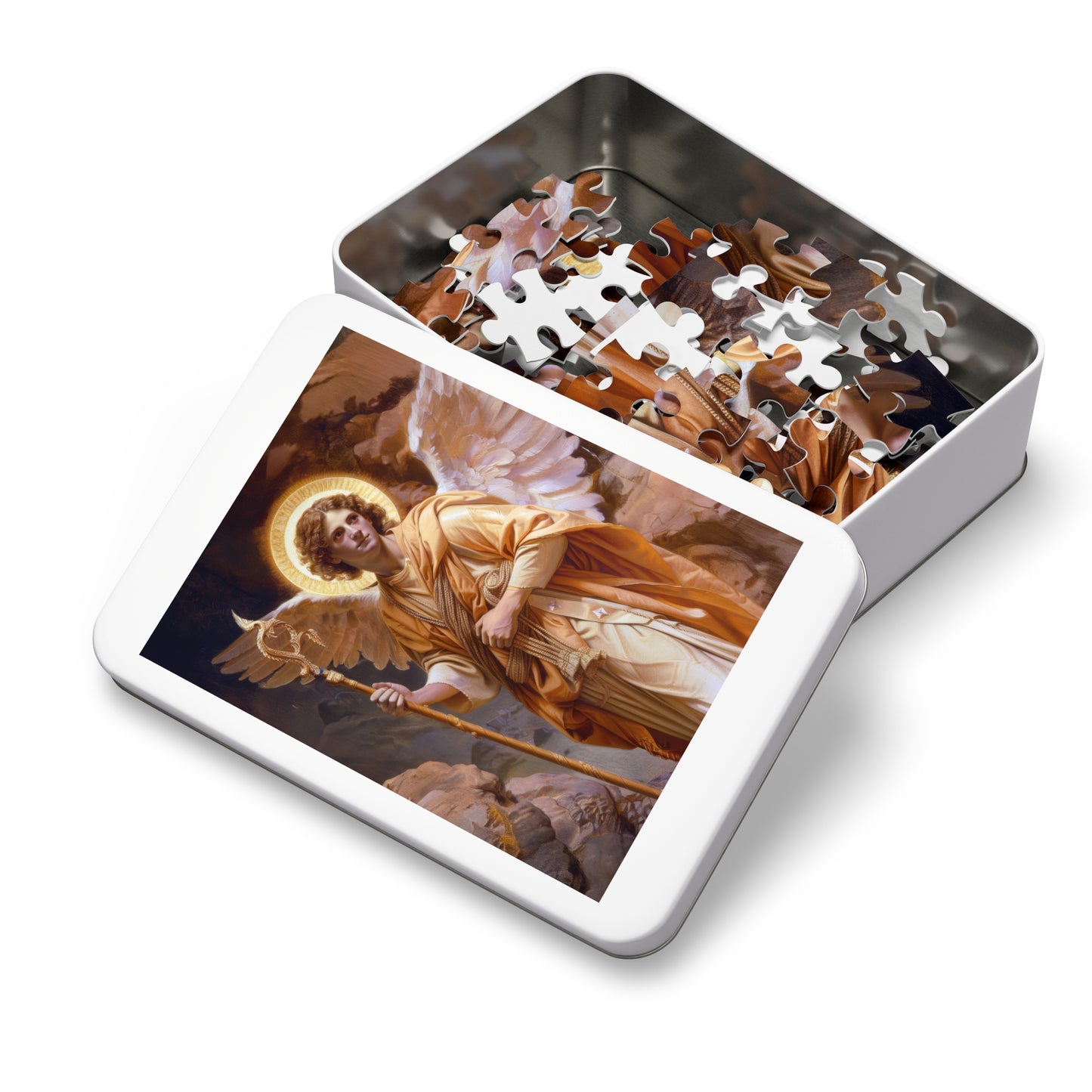 Saint Raphael the Archangel - Puzzle & Keepsake Tin - Religious Jigsaw Puzzle (30, 110, 252, 500,1000-Piece)