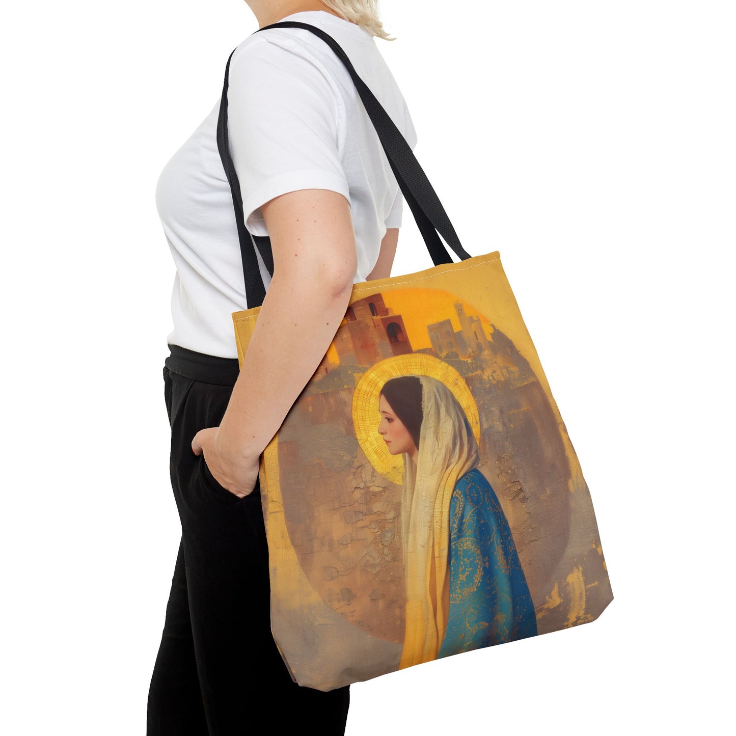 Mary of Nazareth - Mother Mary - Marian Title - Virgin Mary Tote Bag - Large Medium Small Faith Art Bag - Tote Purse - Double Sided