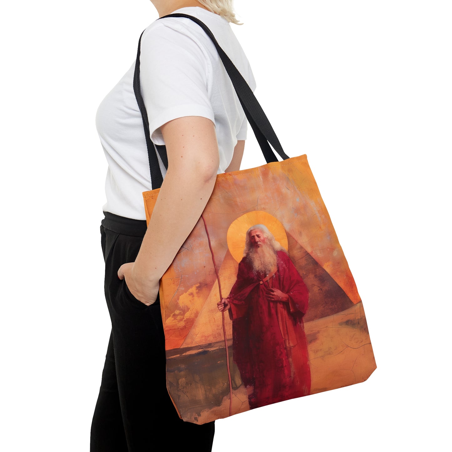 He Led Them with a Staff - Moses in Egypt - Tote Bag - Large Medium Small Faith Art Bag - Bible Study Faith Purse - Double Sided