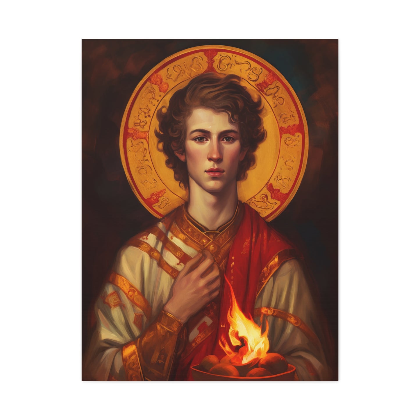 Saint Lawrence Deacon and Martyr Canvas Print - Multiple Sizes - Catholic Home art - Museum Wrapped Canvas - Sanctified Souls Print