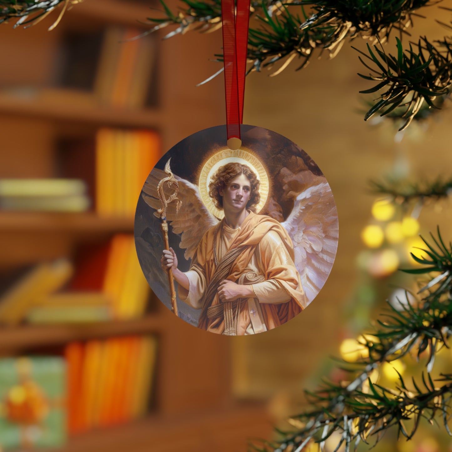Saint Raphael the Archangel - Metal Ornament - Religious Holiday Christmas Ornament and Keepsake