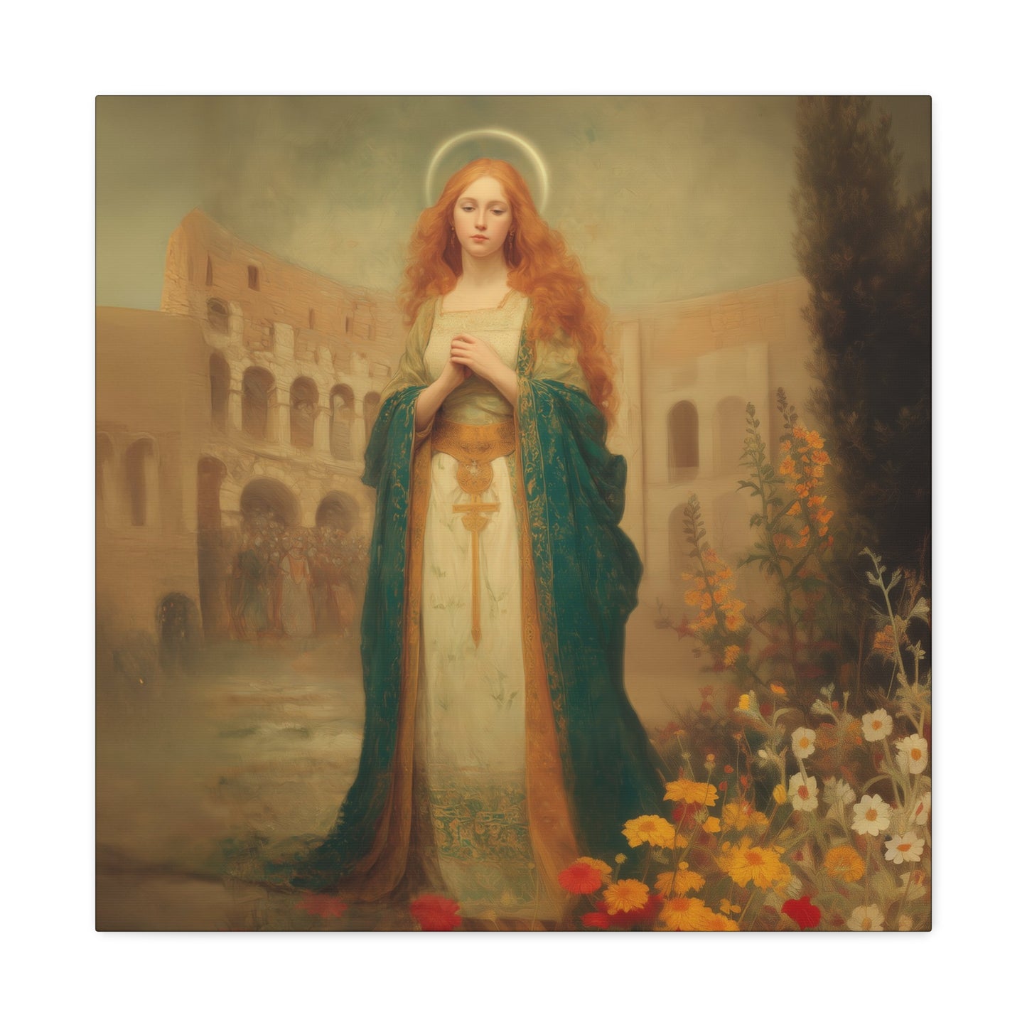 Saint Justina - Multiple Sizes - Catholic Home art - Museum Wrapped Canvas - Sanctified Souls Print - Catholic Martyr Art
