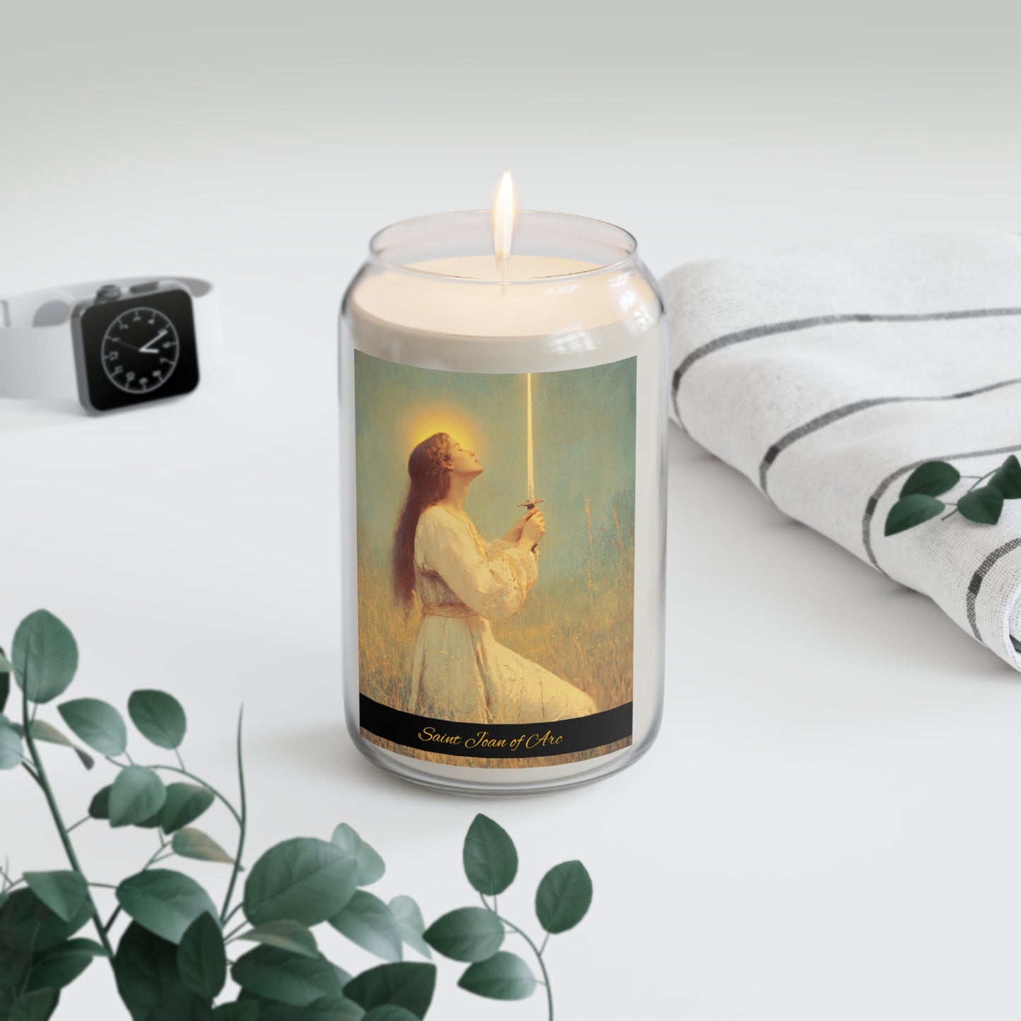 Saint Joan of Arc - Scented Prayer Candle, 13.75oz - Candle - Catholic Art - prayer room Scented Candle - Religious Saint