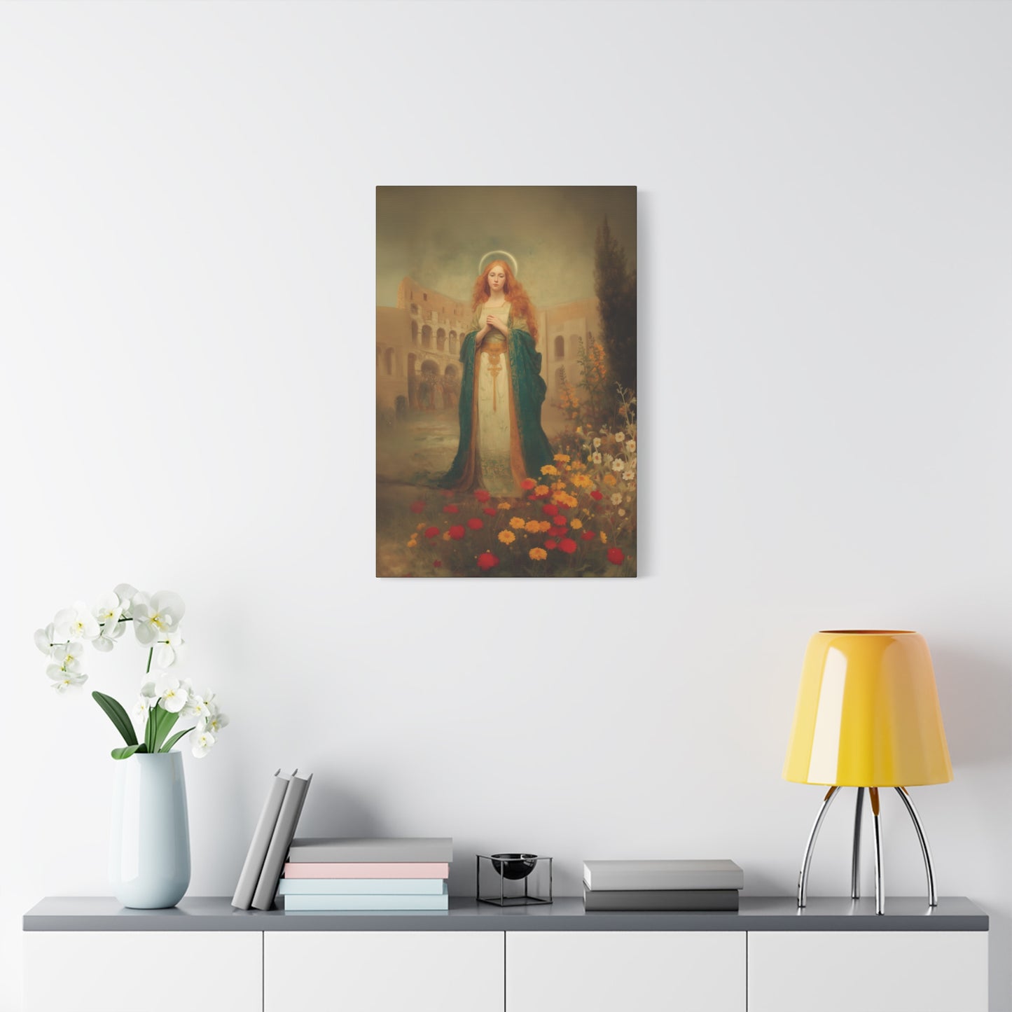 Saint Justina - Multiple Sizes - Catholic Home art - Museum Wrapped Canvas - Sanctified Souls Print - Catholic Martyr Art