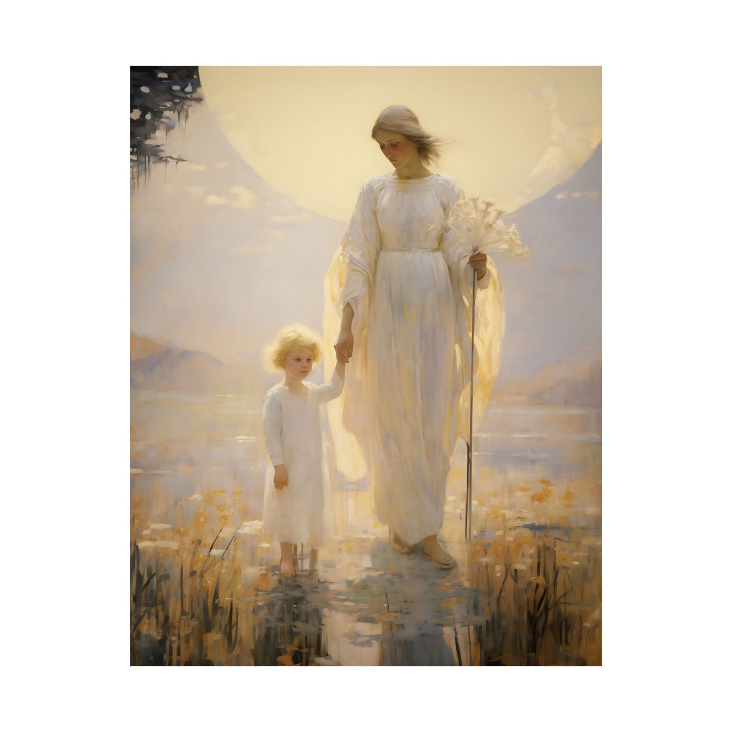 Serenity in Motherhood Print - Sanctified Souls Print - Multiple Sizes - Matte Poster - Mother's Print - Art for Nursery - Mother & child