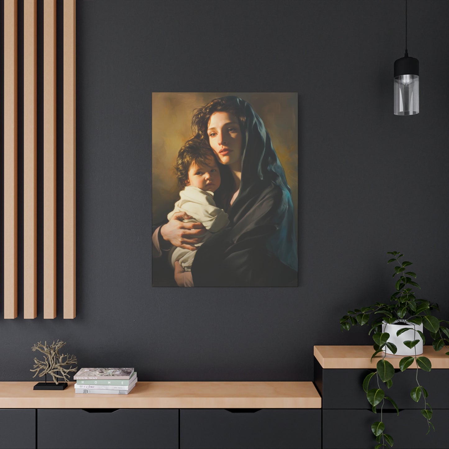A mother's Gentle Embrace - Mary and The Christ Child - Museum Wrapped Canvas - Print - Religious Art for your Home - Catholic Saint Art
