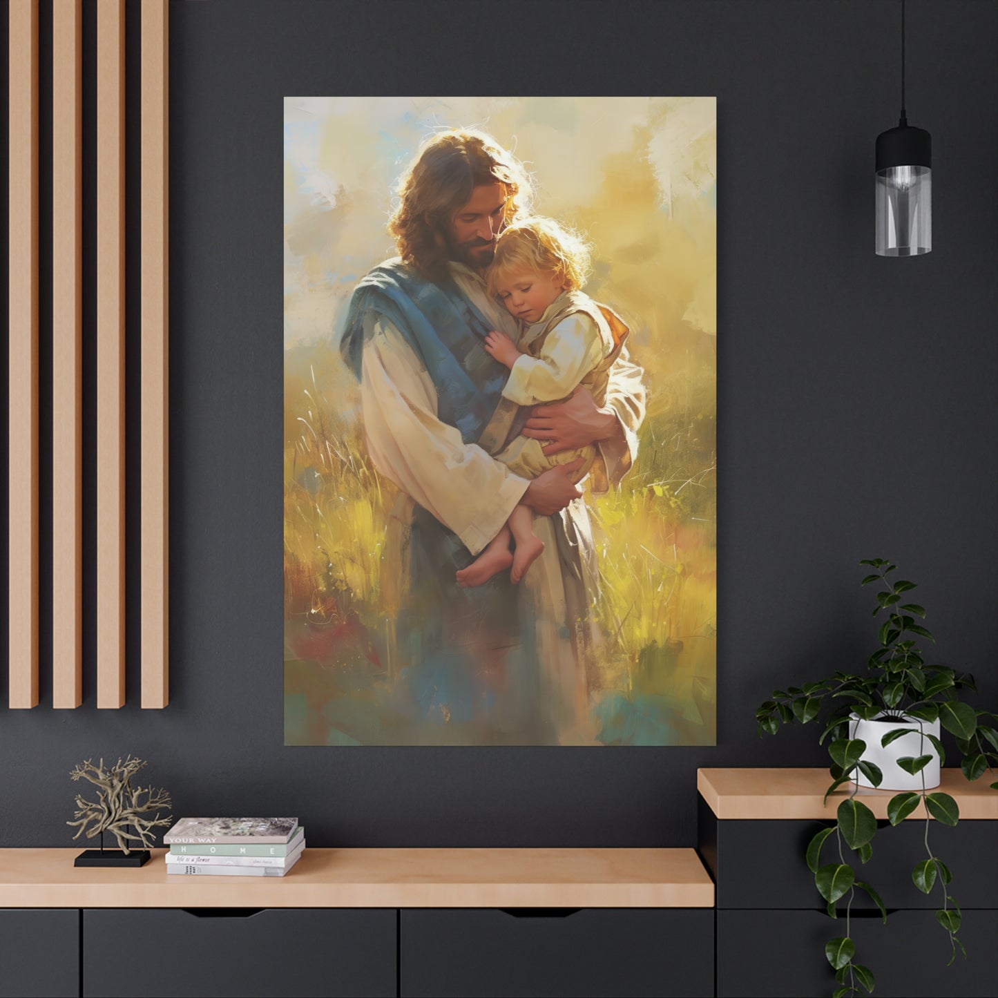 Jesus, Guardian of Innocence - Christ and Child - Museum Wrapped Canvas - Print - Religious Art for your Home - Christian art print