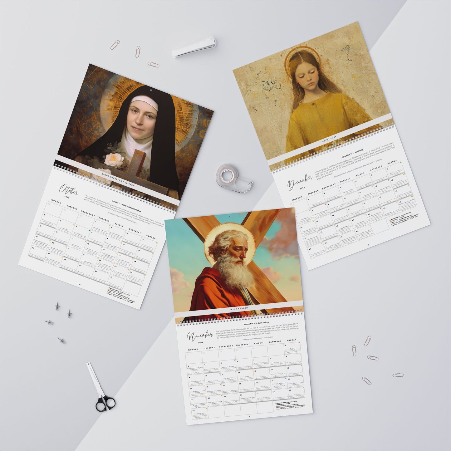 Catholic Liturgical Calendar 2026 - Saints, Solemnities & Marian Feast Days - Sanctified Souls - Christmas Gift - Gift for Catholics