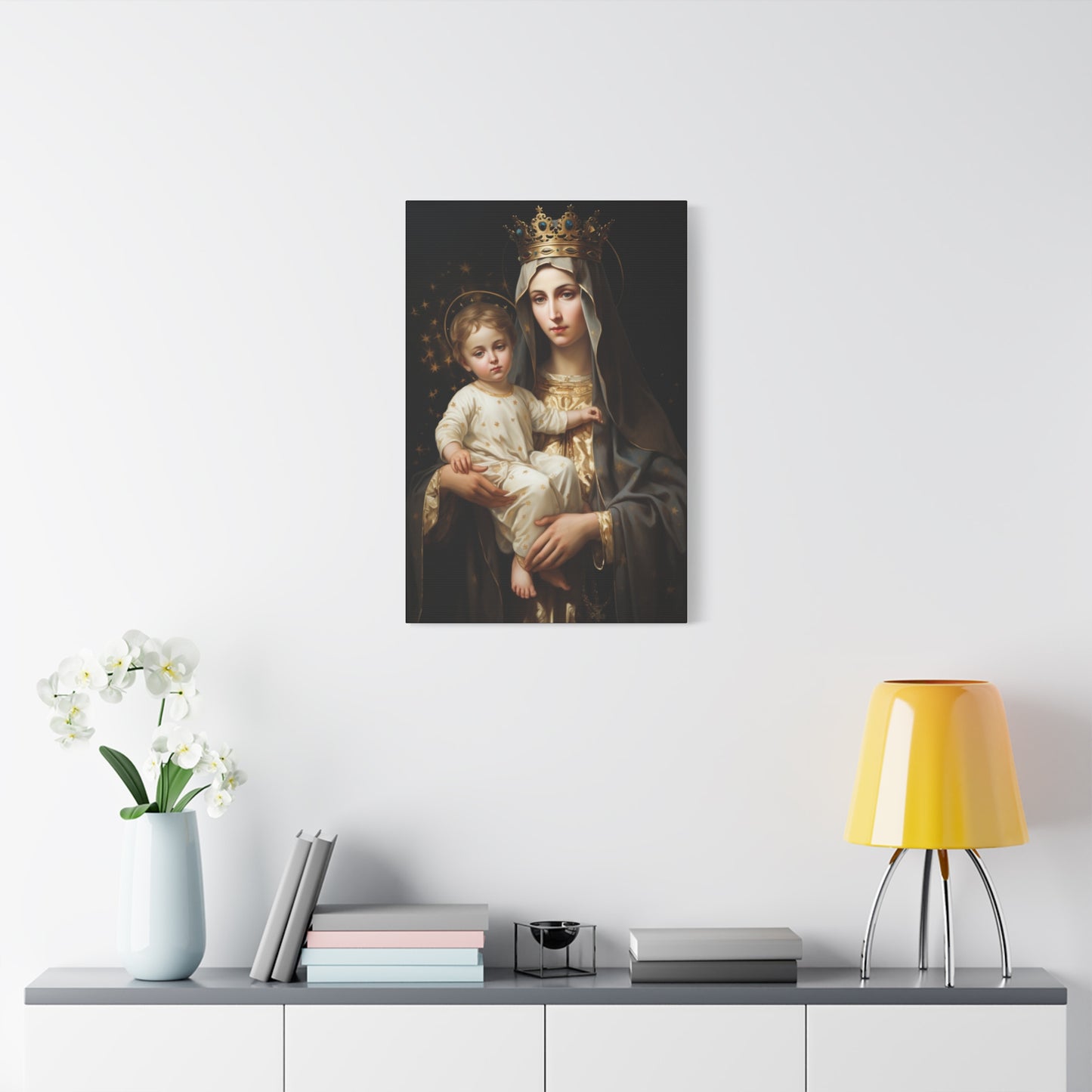 Our Lady of Mount Carmel - Museum Wrapped Canvas - Sanctified Souls Print - Mary the Blessed Virgin
