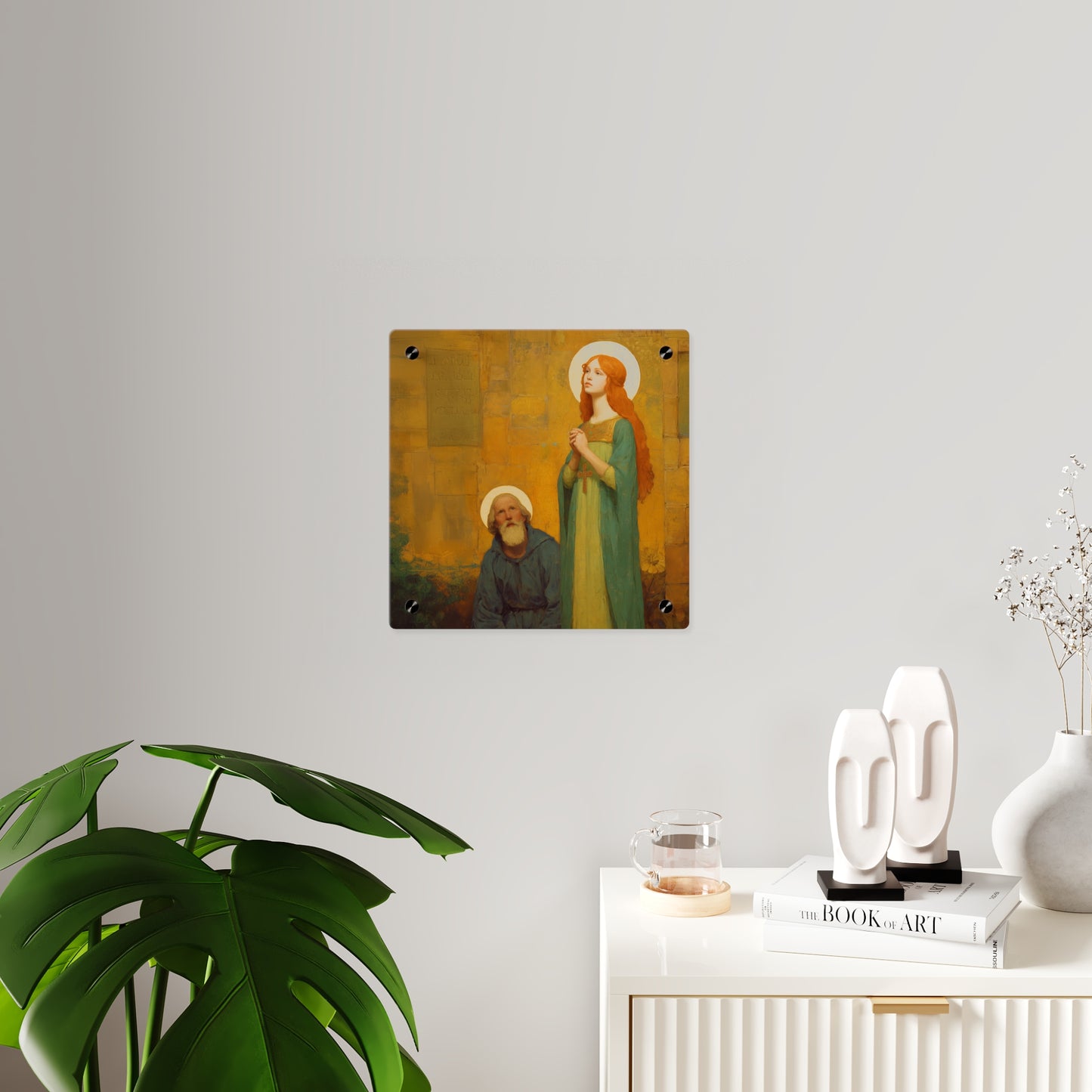 Saints Cyprian and Justina Wall Art Panel - Ready to Hang Acrylic Print - Catholic Saint Art - Patron Saint Print - Martyr Art
