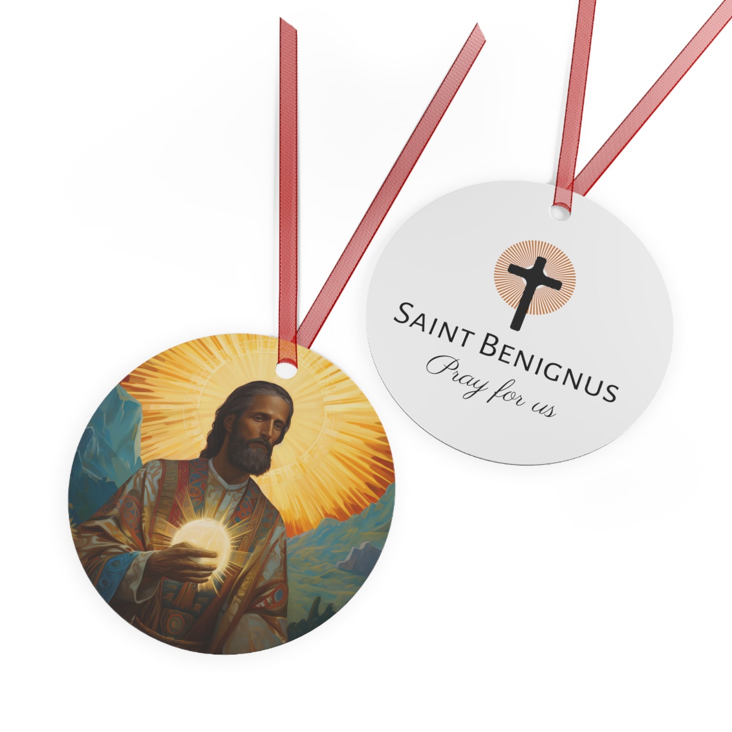 Saint Benignus of Dijon - Religious Holiday Christmas Ornament and Keepsake - Double sided Religious Ornament