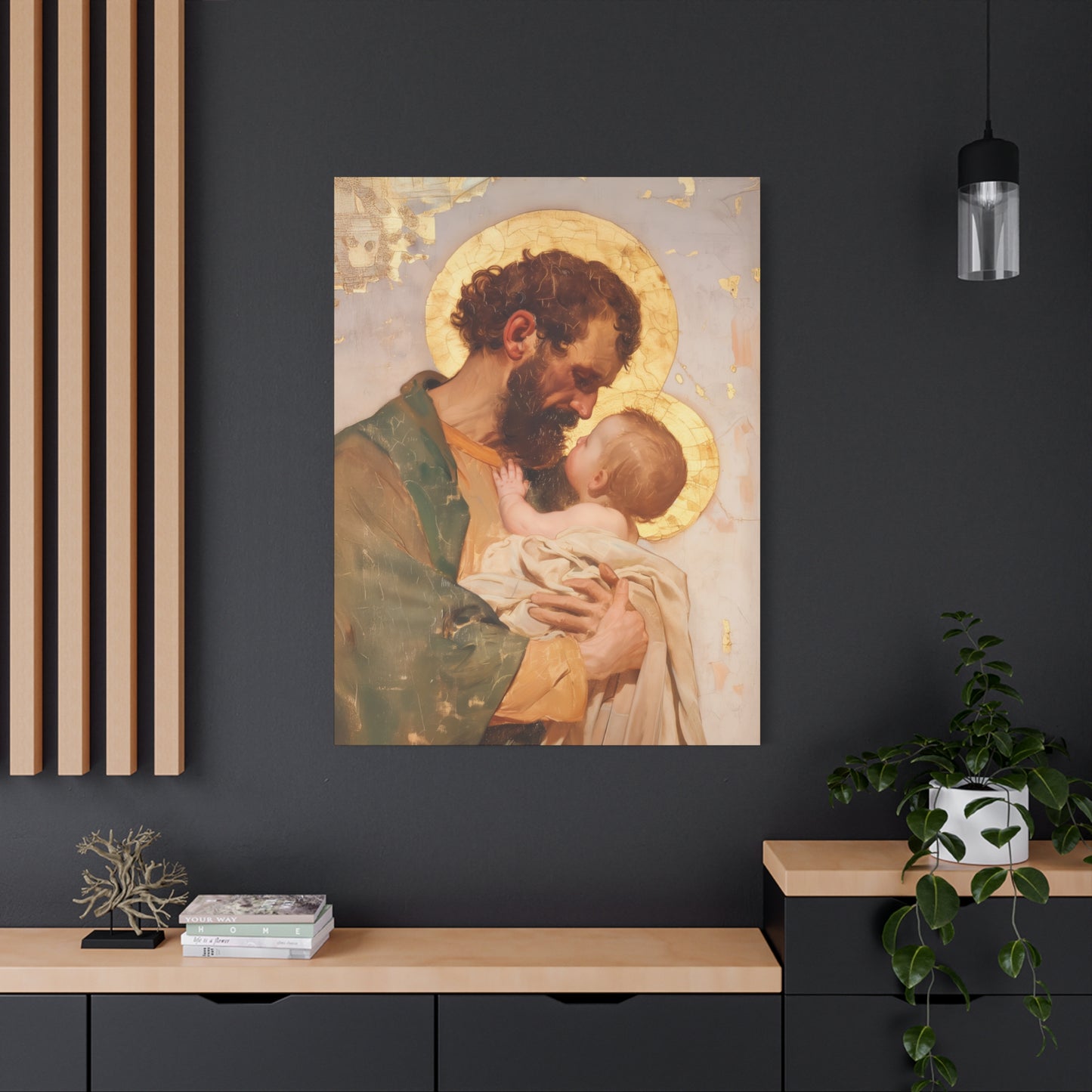Saint Joseph, Pillar of the Holy Family - Museum Wrapped Canvas - Print - Religious Art for your Home - Christian print - Prayer Room