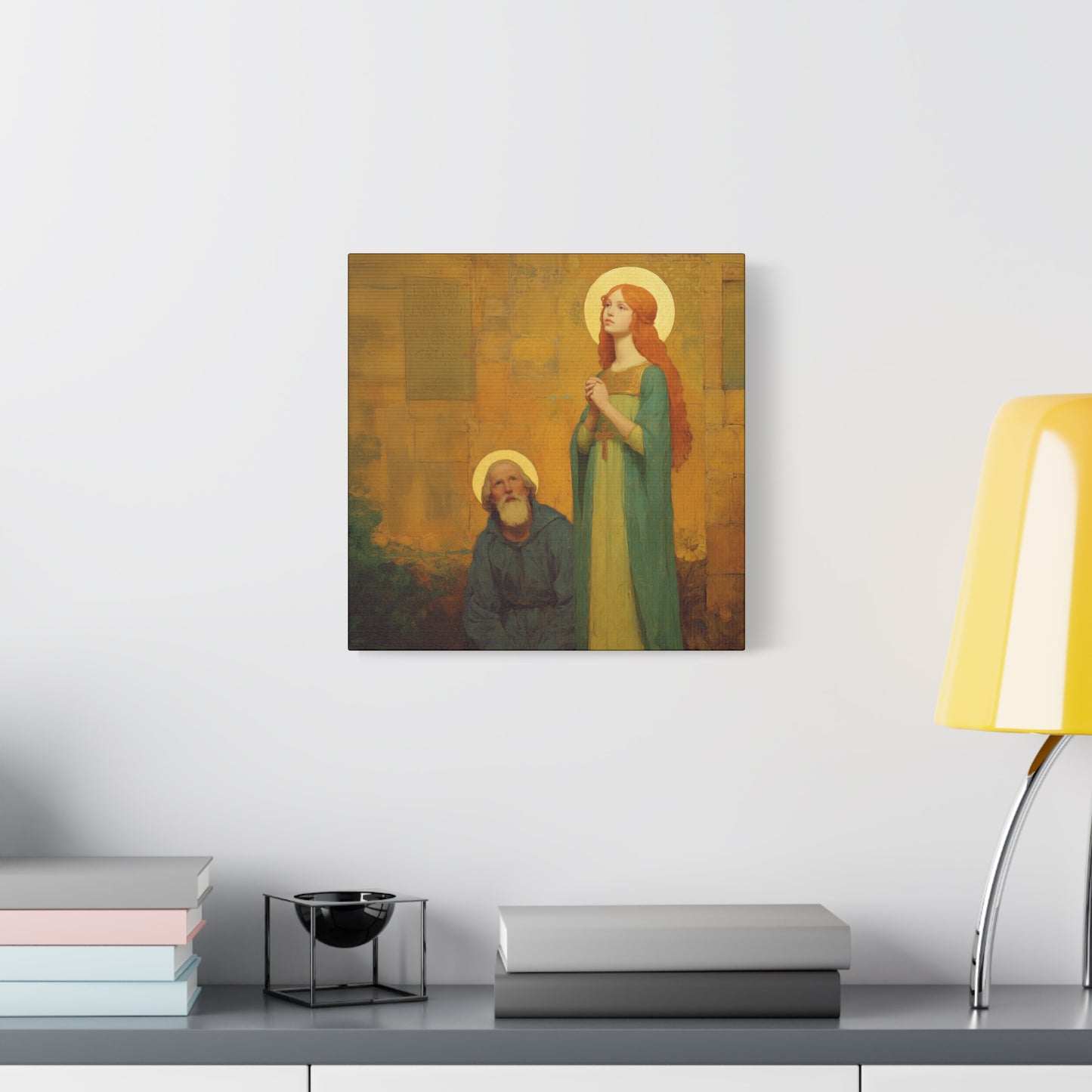 Saints Justina and Cyprian - Multiple Sizes - Catholic Home art - Museum Wrapped Canvas - Sanctified Souls Print - Catholic Martyr Art