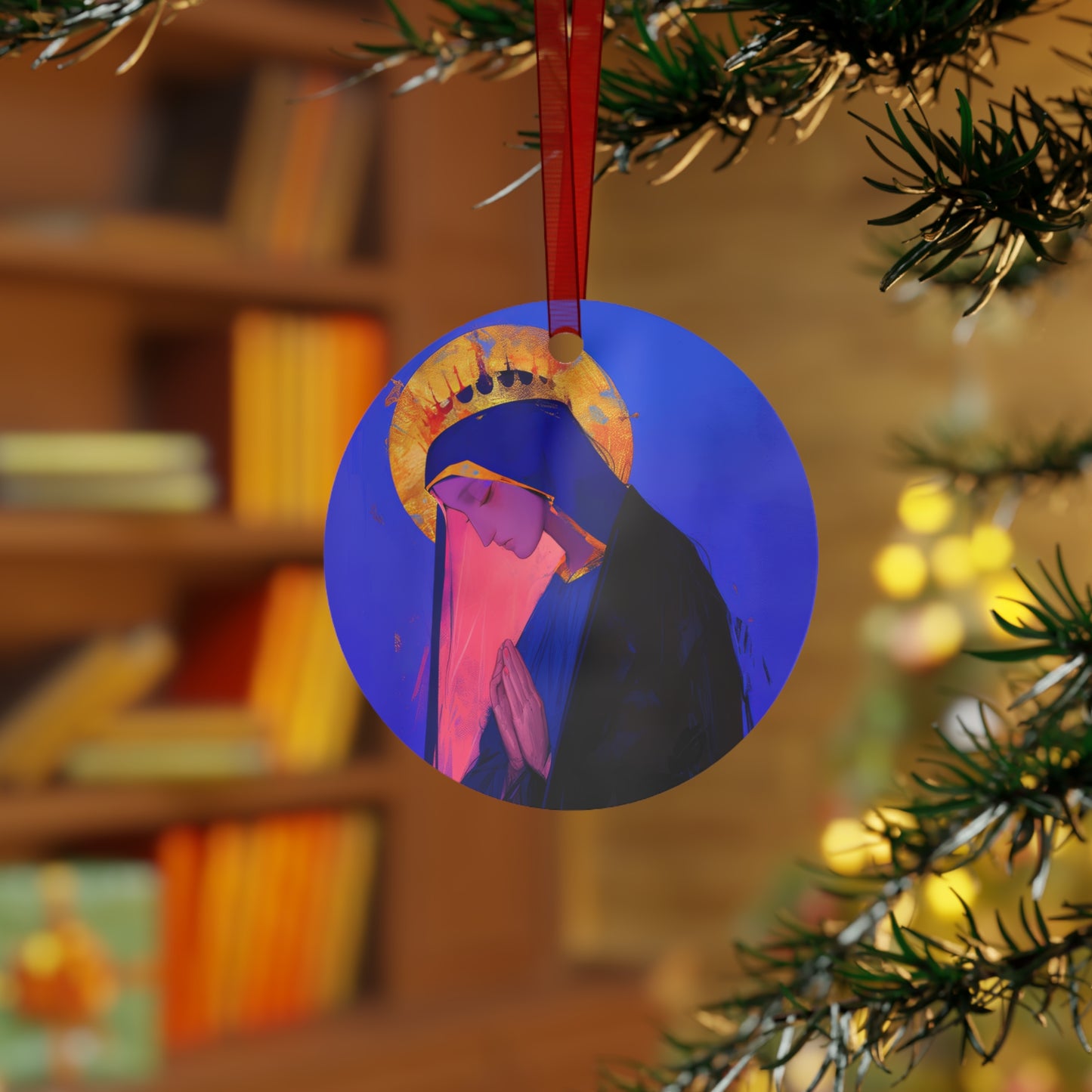 Mary, Mother of God - Blessed Among Women Metal Ornament - Religious Holiday Christmas Ornament and Keepsake - Catholic Religious Keepsake