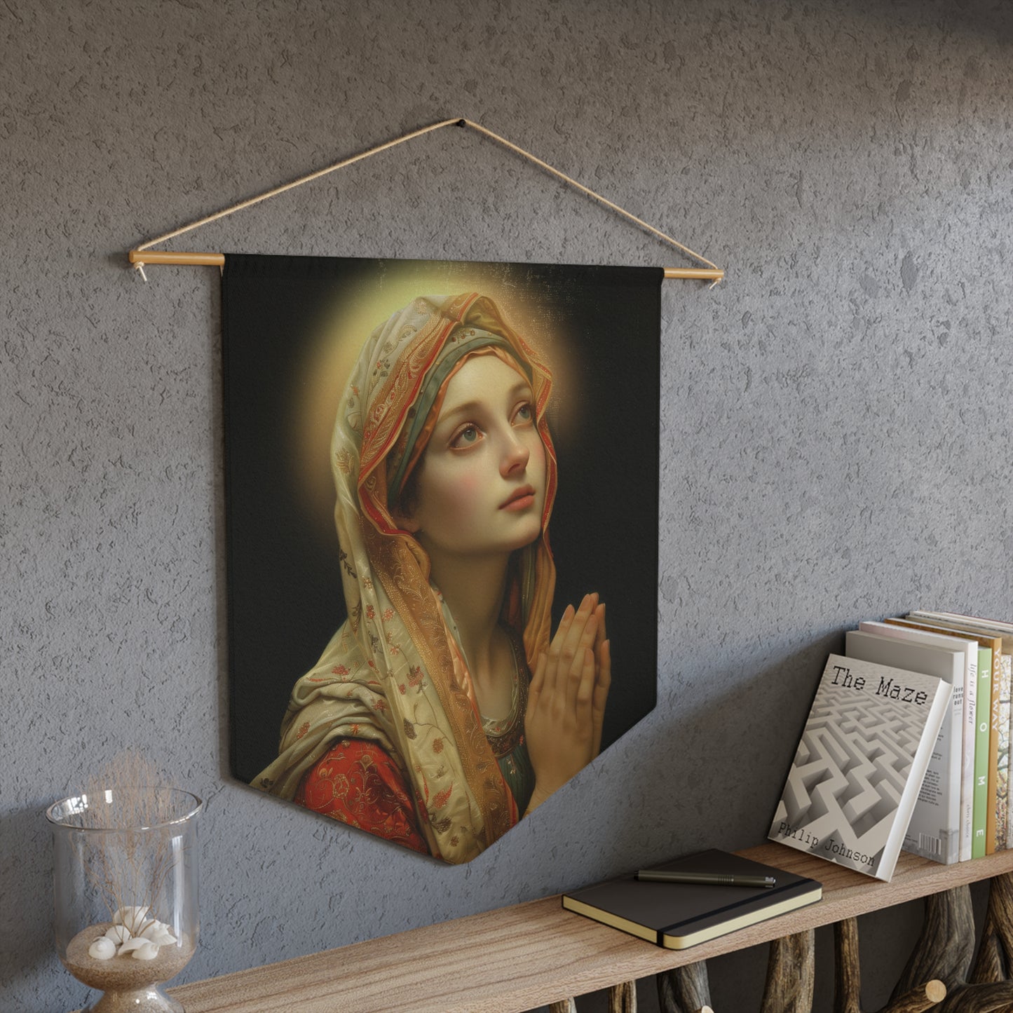 Saint Regina Pennant / Banner / Wall Hanging - Prayer room art - 18" x 21" - Catholic prayer Religious Christian Gift - Large Banner