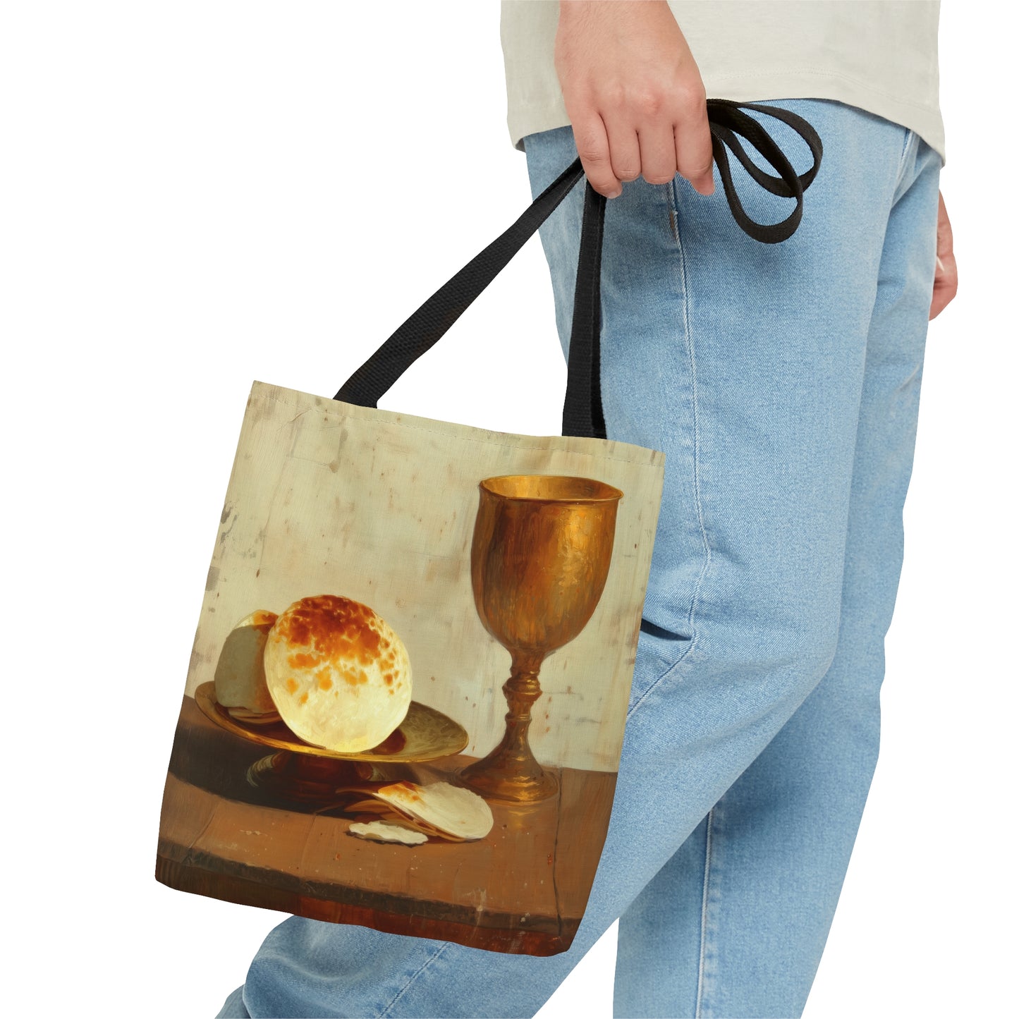 Cup of Sorrows, Bread of Life Tote Bag - Large Medium Small Faith Art Bag - Catholic Faith Purse - Double Sided