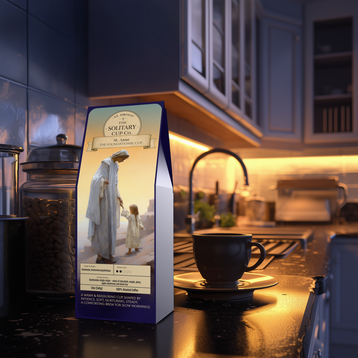 St. Anne - The Foundational Cup (Single Origin Light-Medium Roast) - St. Drogo - The Solitary Cup Co. - Artisan Catholic Saint Inspired Coffee - 12 oz.